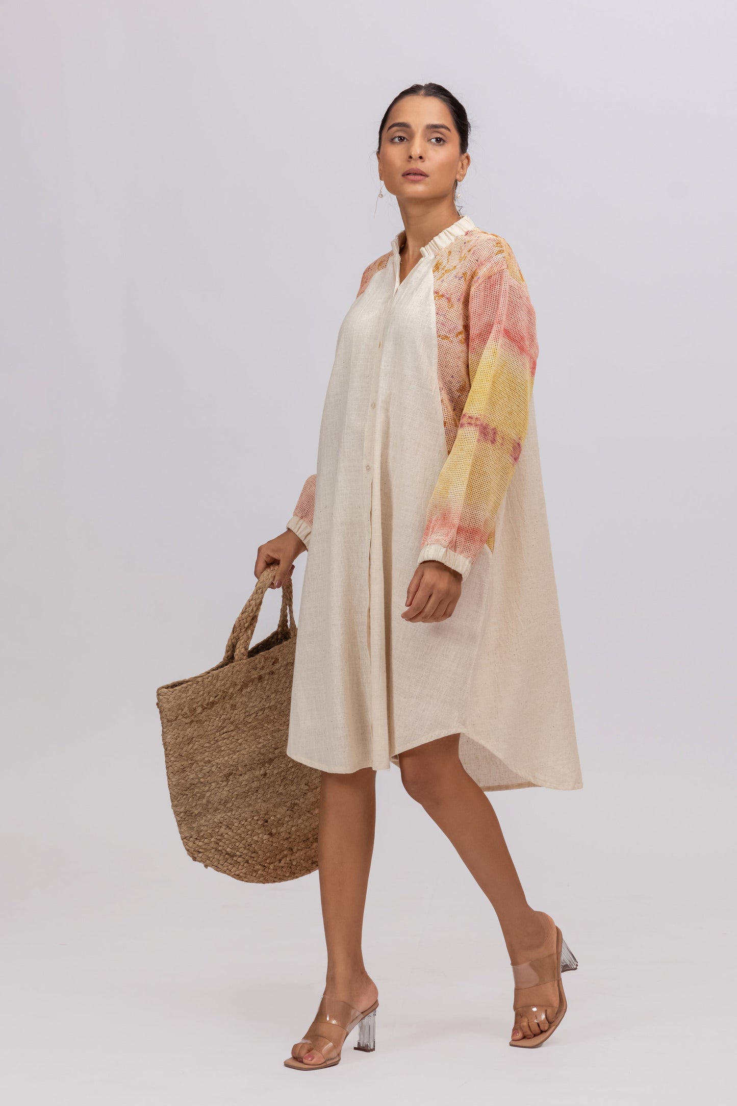 MESH COTTON ECOPRINT ANTIFIT SHIRT DRESS