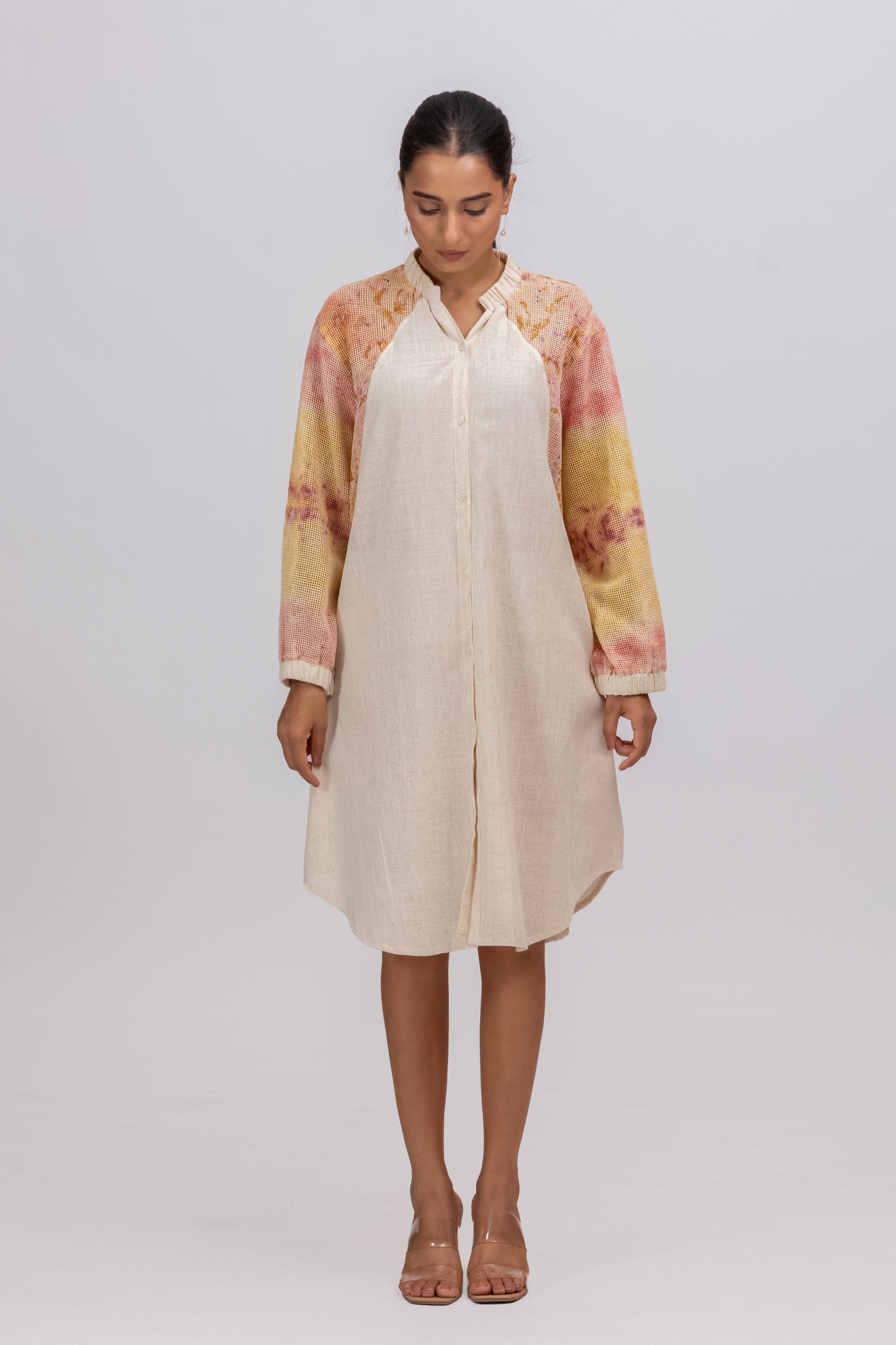 MESH COTTON ECOPRINT ANTIFIT SHIRT DRESS