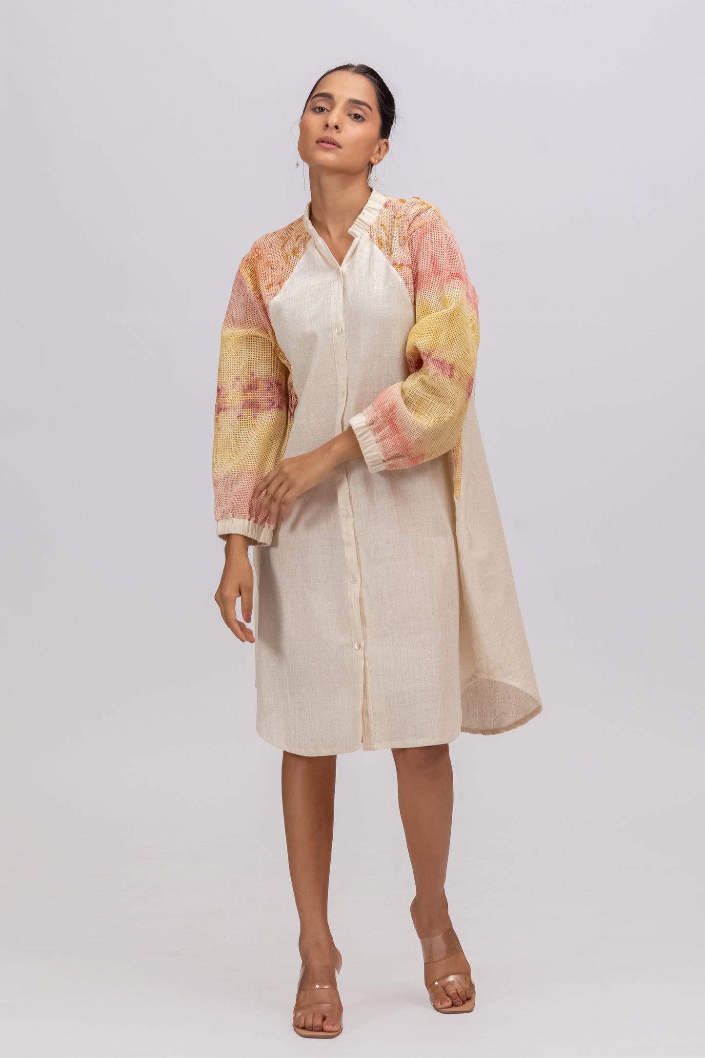 MESH COTTON ECOPRINT ANTIFIT SHIRT DRESS