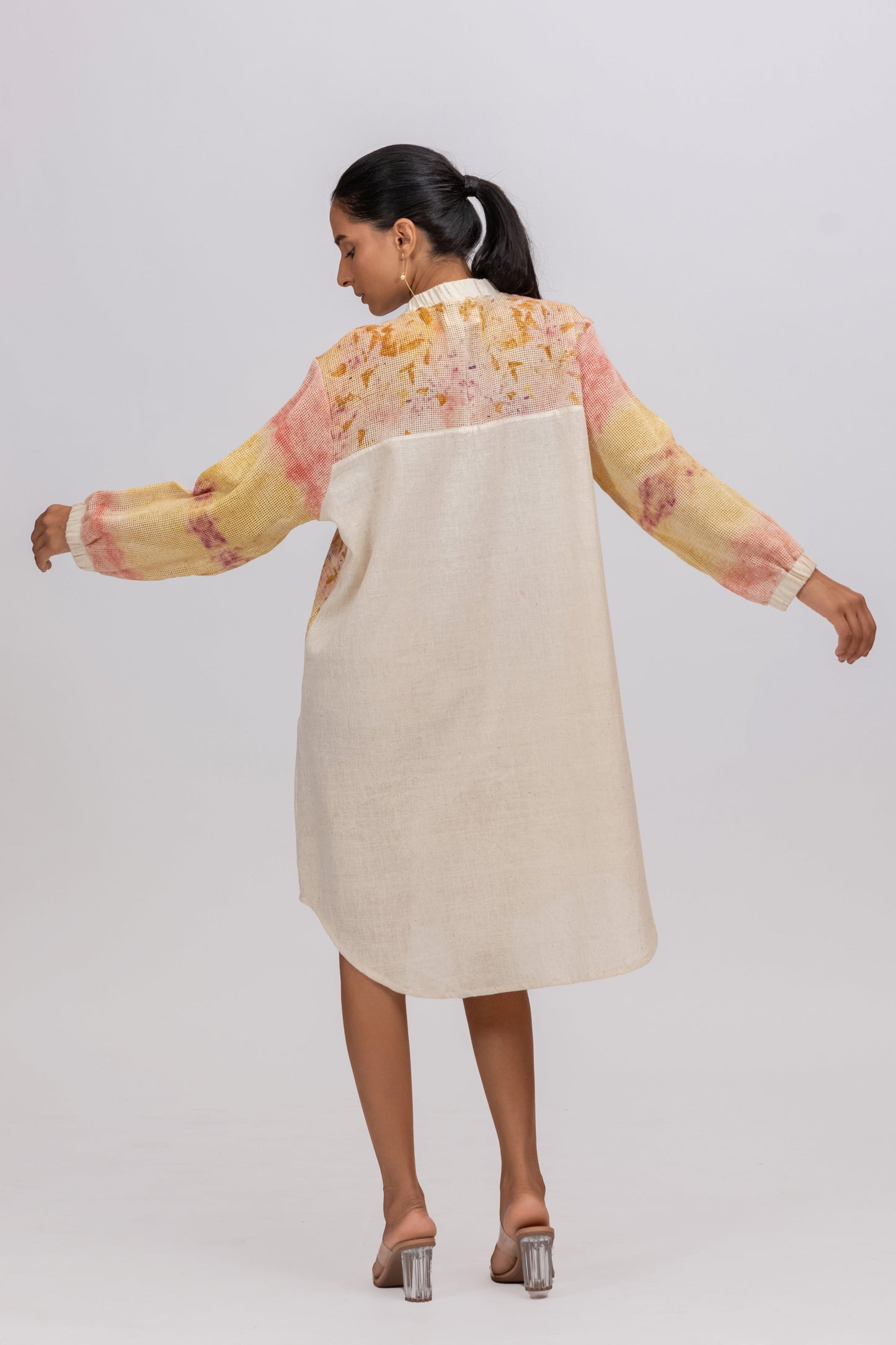 MESH COTTON ECOPRINT ANTIFIT SHIRT DRESS