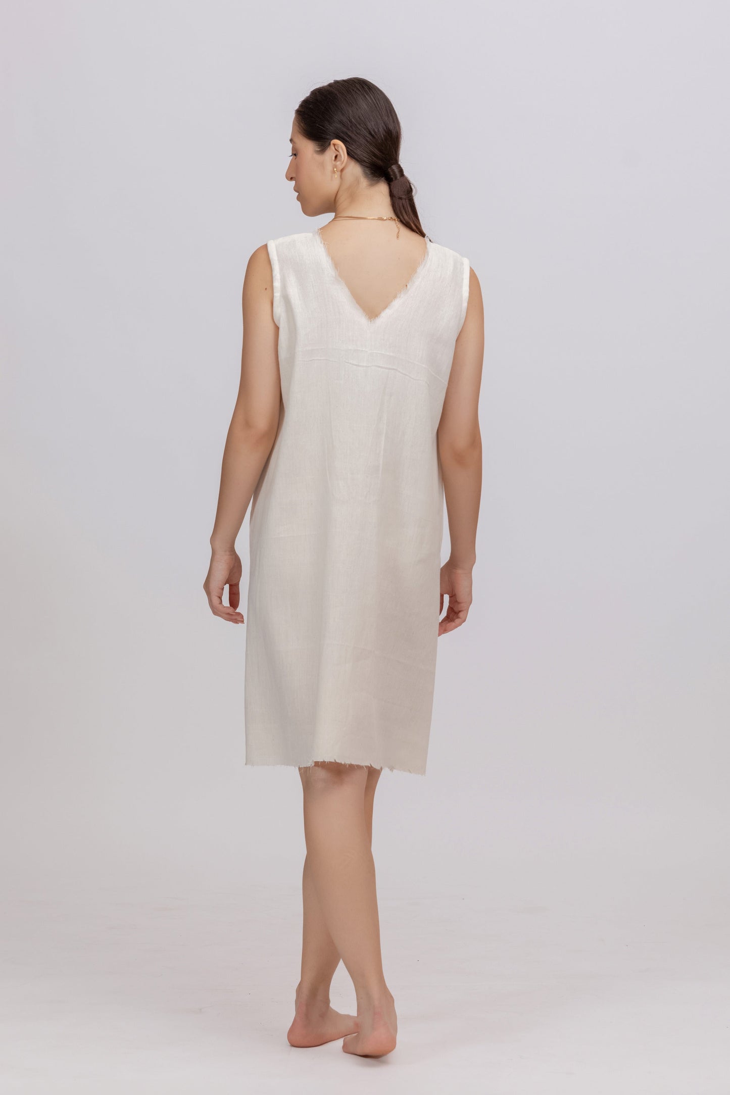 OFF WHITE WESTERN DRESS IN TWILL KHADI