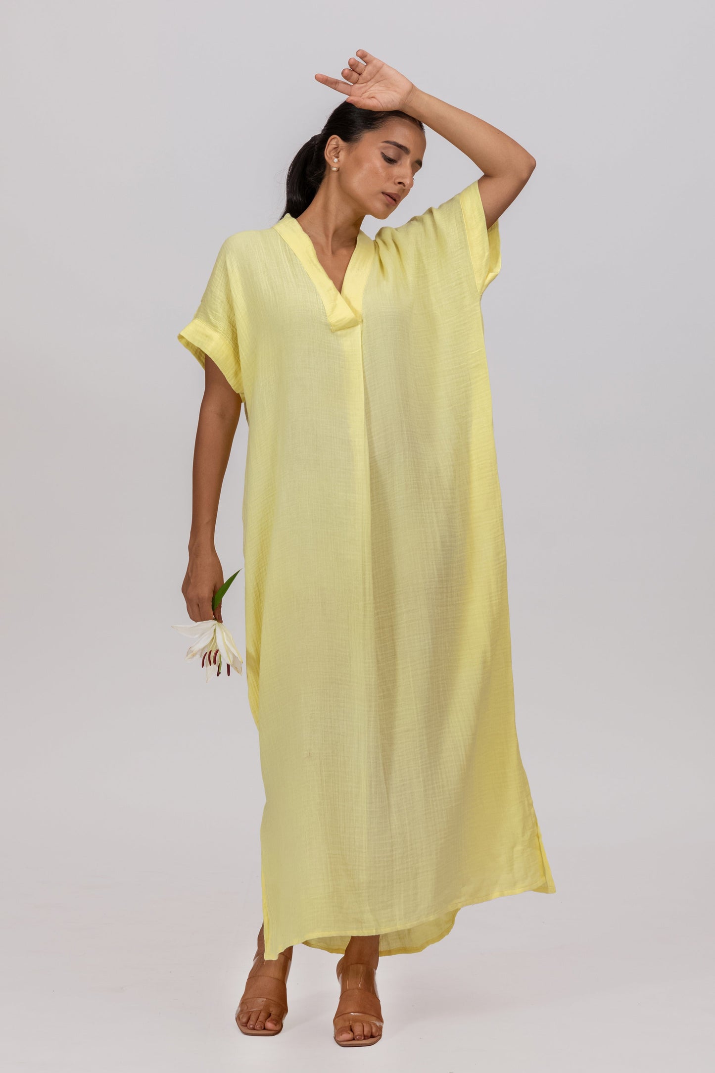 SUNSHINE GOTS-CERTIFIED WRINKLE COTTON MAXI DRESS