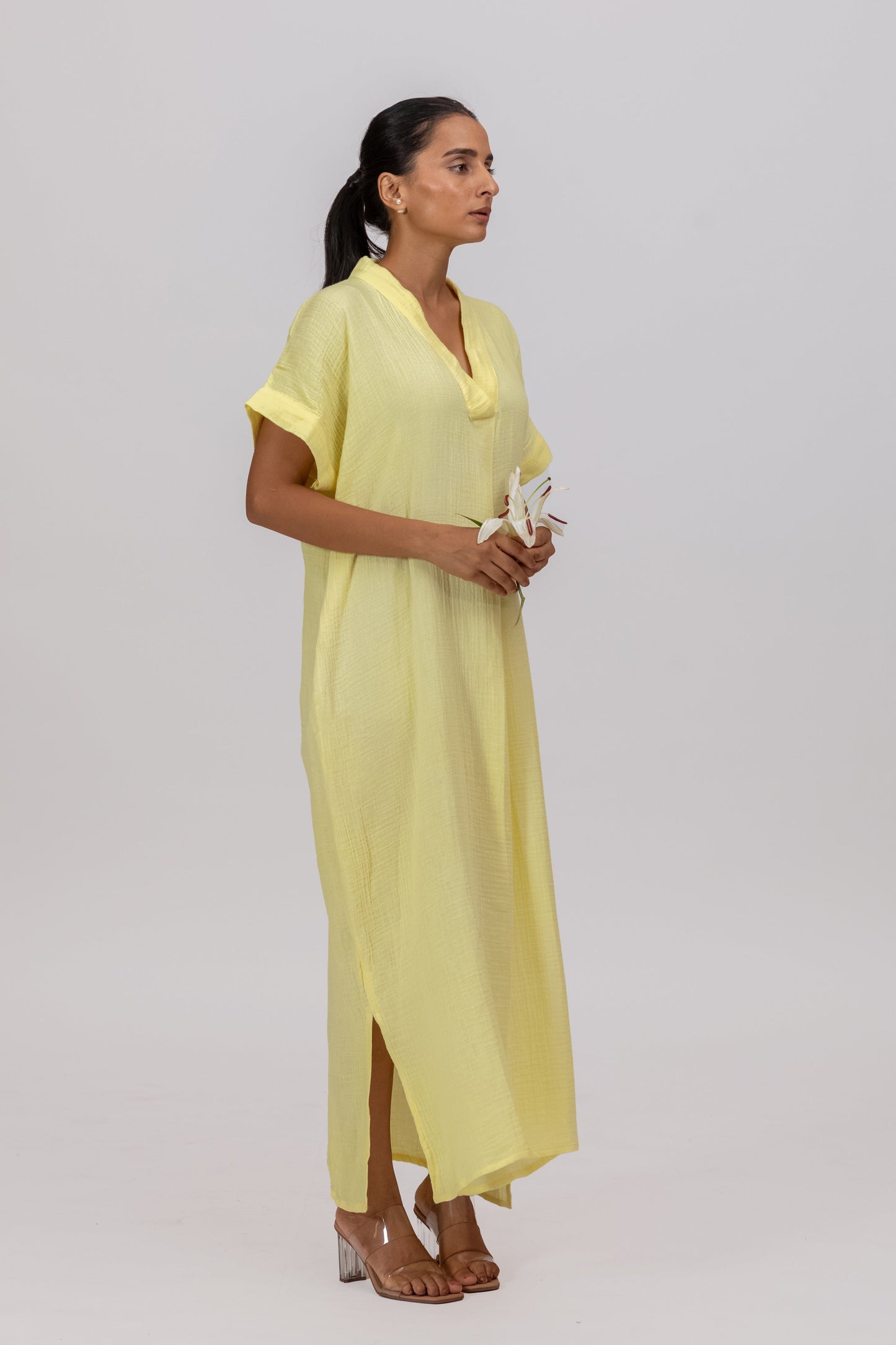 SUNSHINE GOTS-CERTIFIED WRINKLE COTTON MAXI DRESS