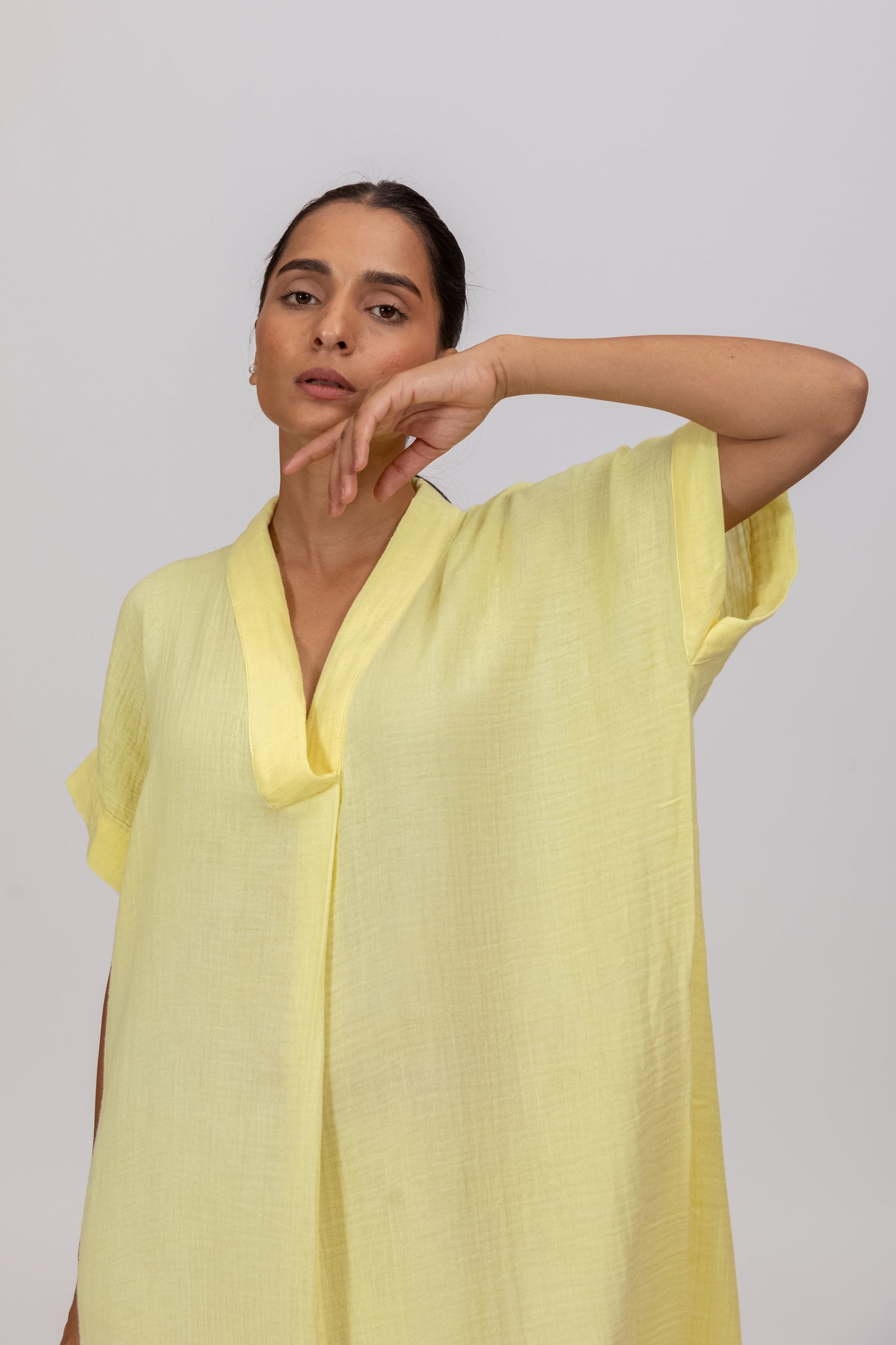 SUNSHINE GOTS-CERTIFIED WRINKLE COTTON MAXI DRESS