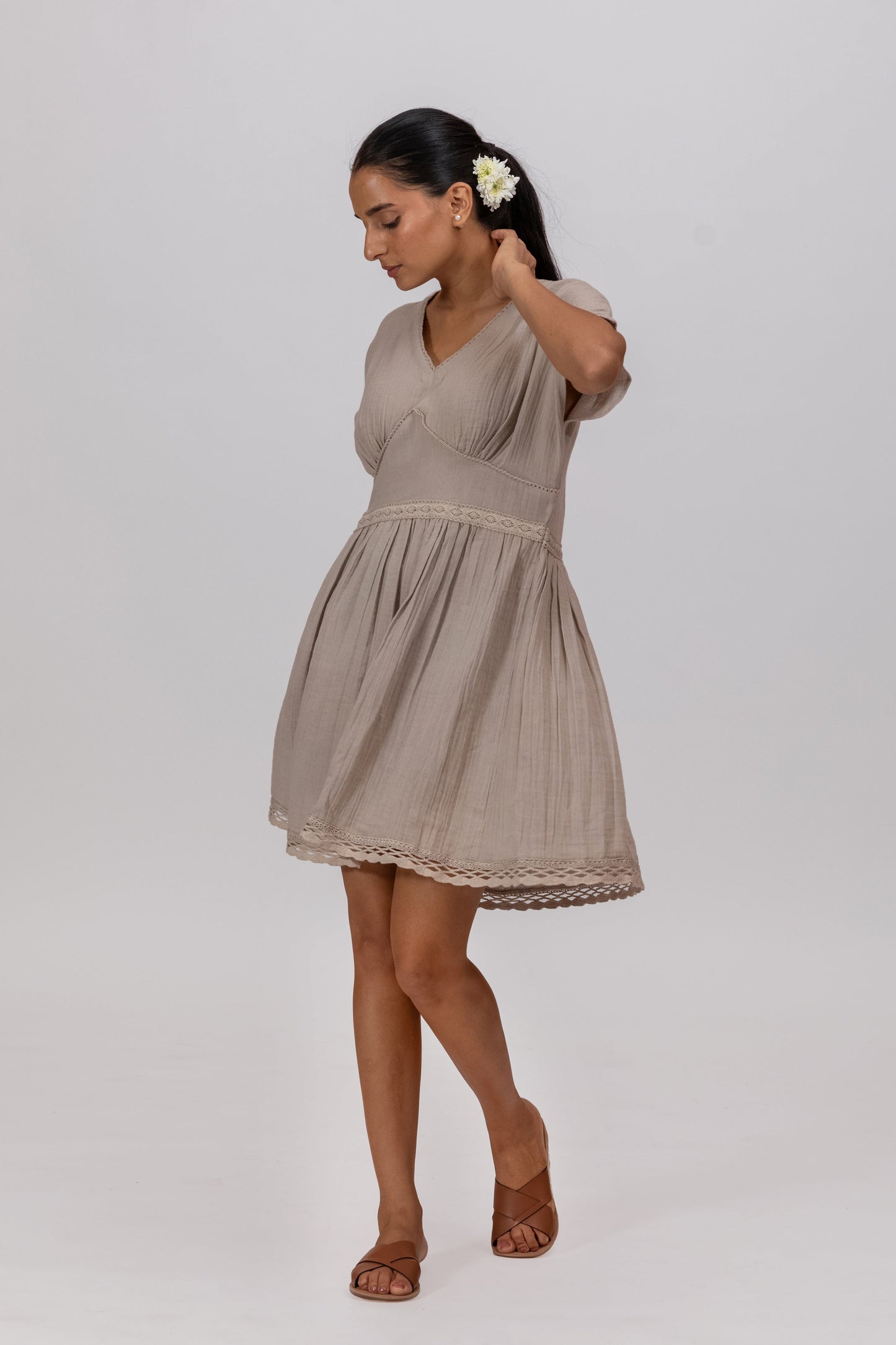 SHADU CLAY GOTS-CERTIFIED WRINKLE COTTON SUMMER FROCK