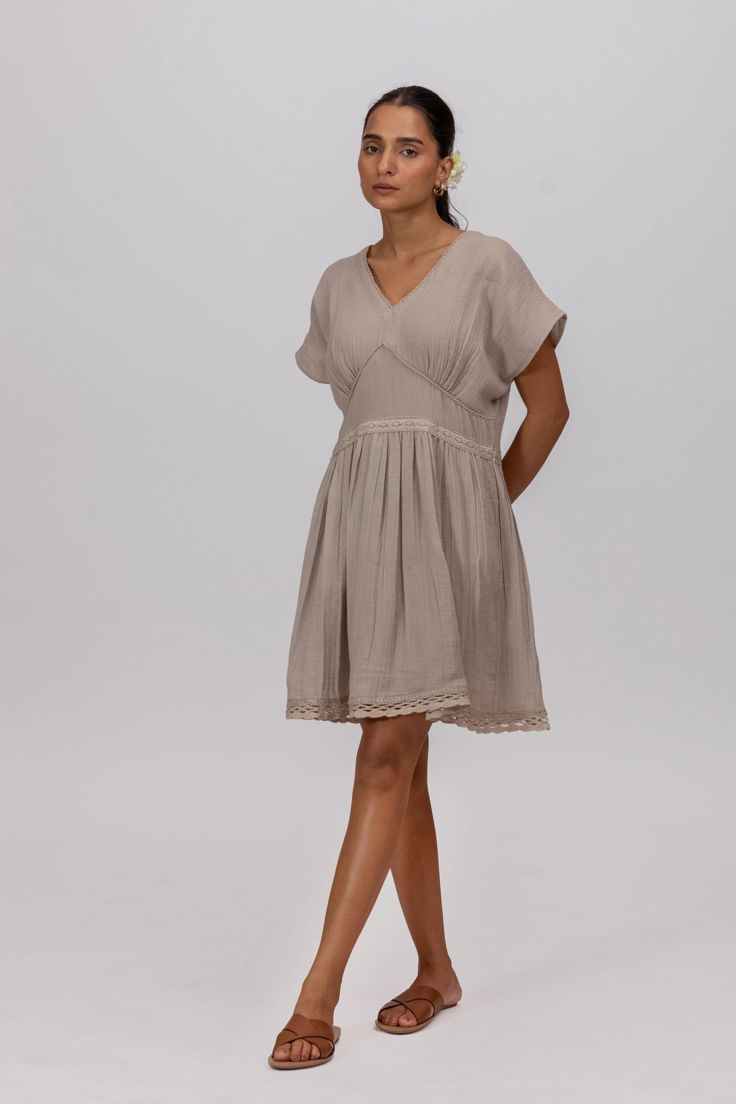 SHADU CLAY GOTS-CERTIFIED WRINKLE COTTON SUMMER FROCK