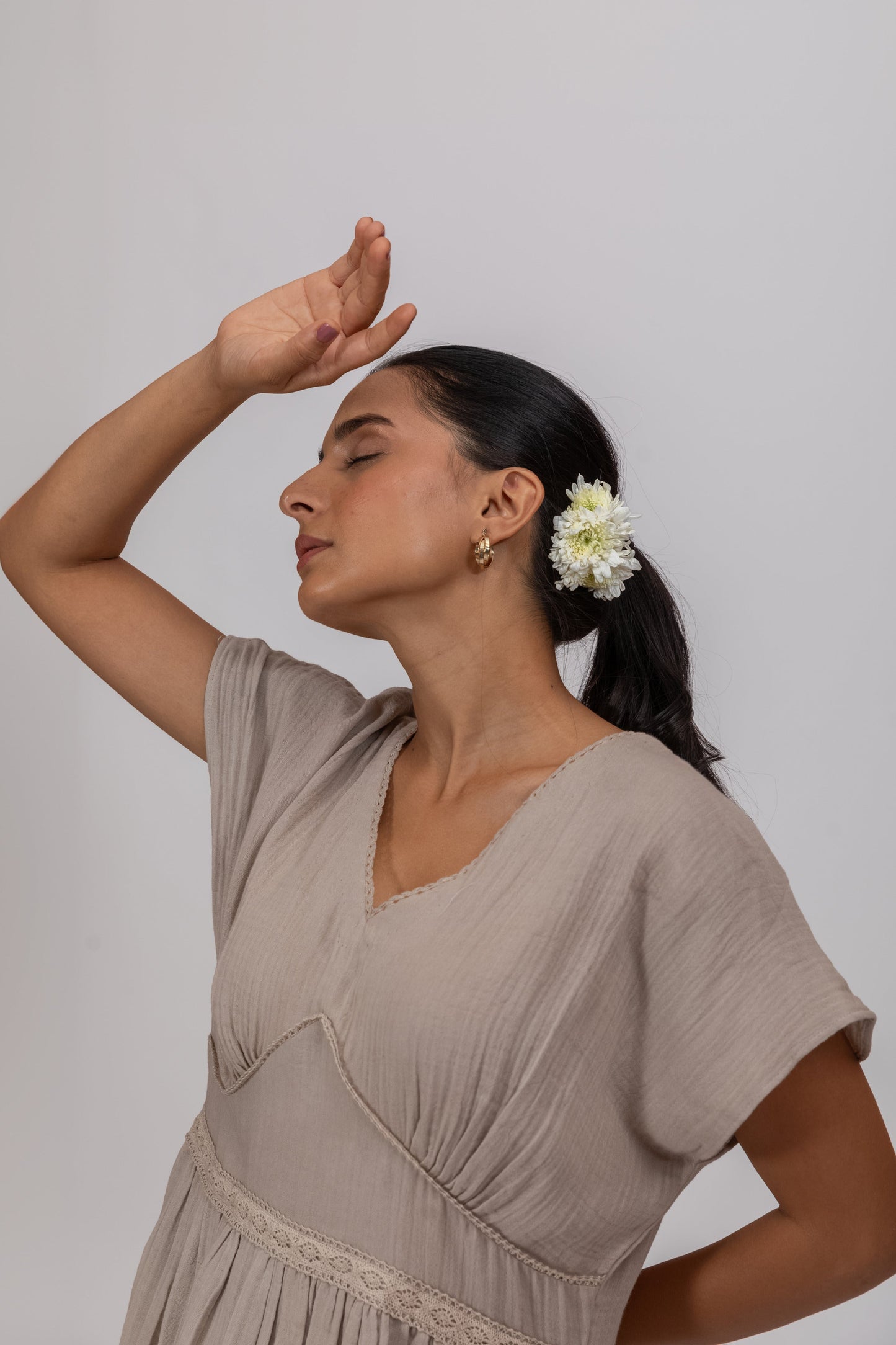 SHADU CLAY GOTS-CERTIFIED WRINKLE COTTON SUMMER FROCK