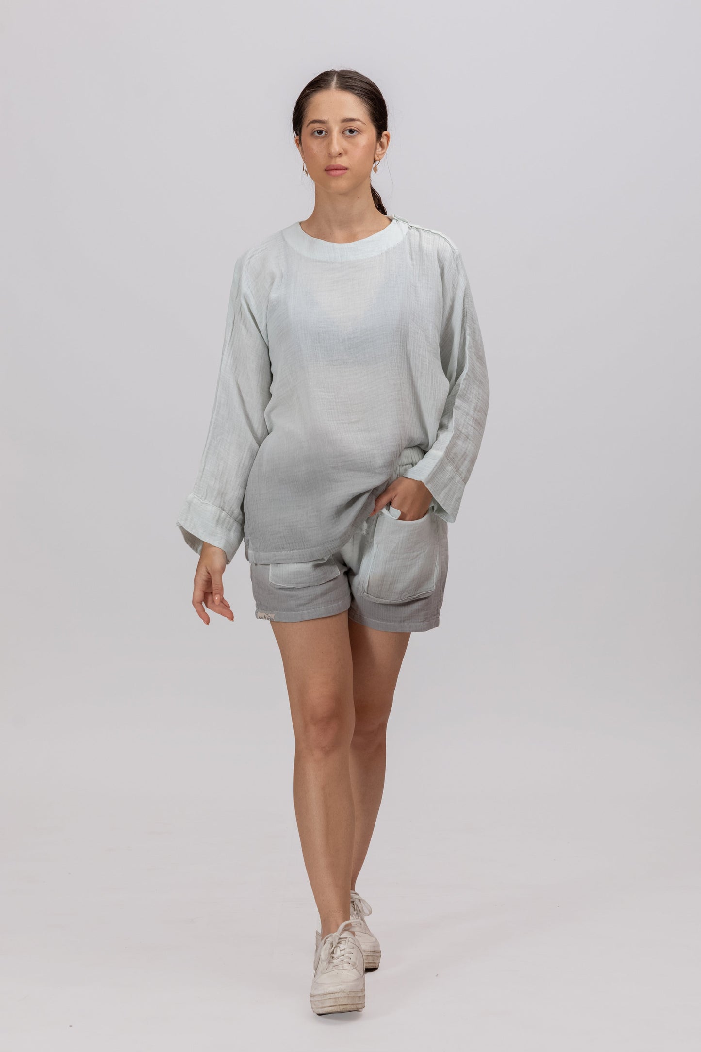 OCEAN SHADED GOTS-CERTIFIED WRINKLE COTTON ANTFIT CO-ORD SET