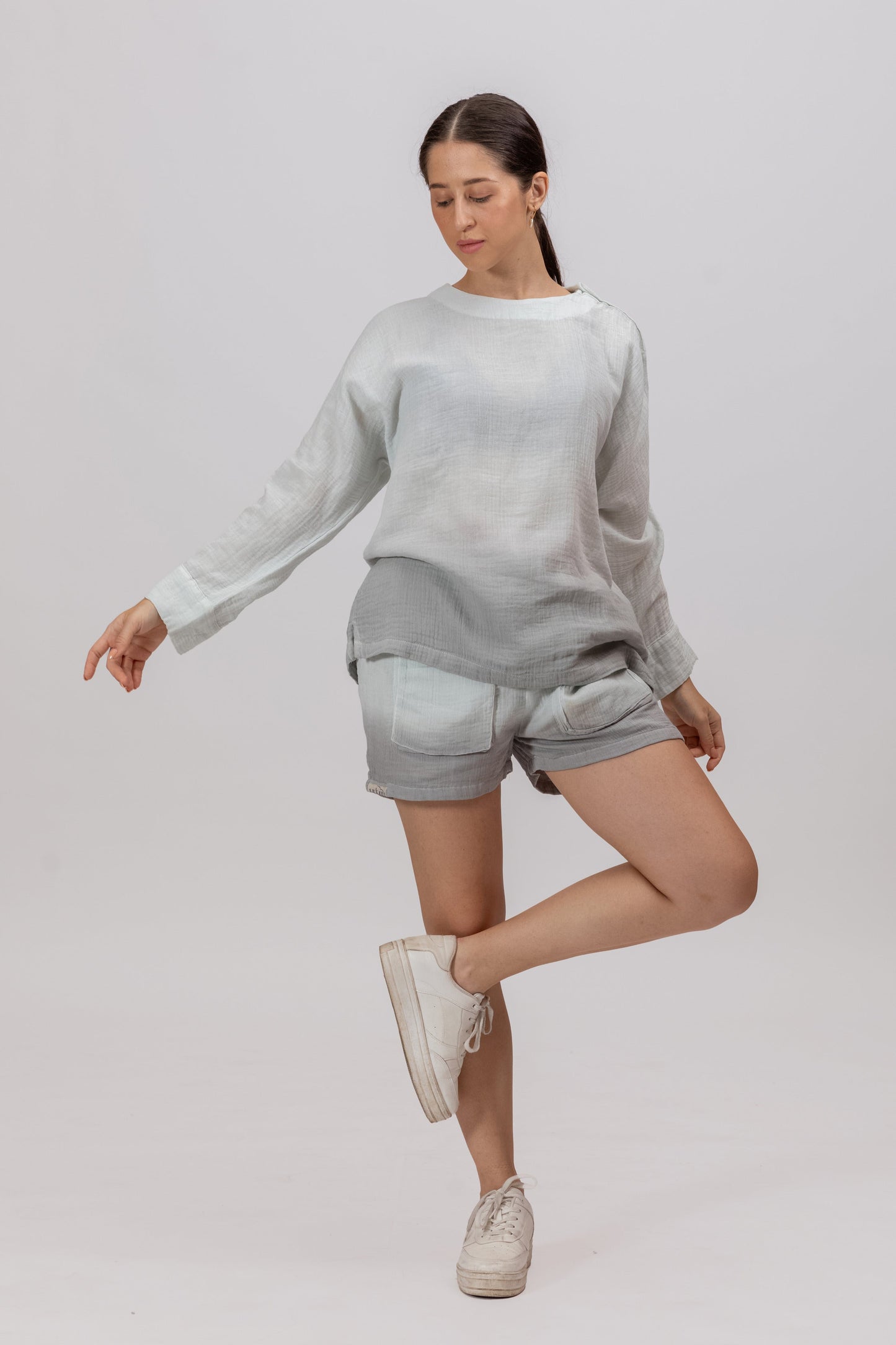 OCEAN SHADED GOTS-CERTIFIED WRINKLE COTTON ANTFIT CO-ORD SET
