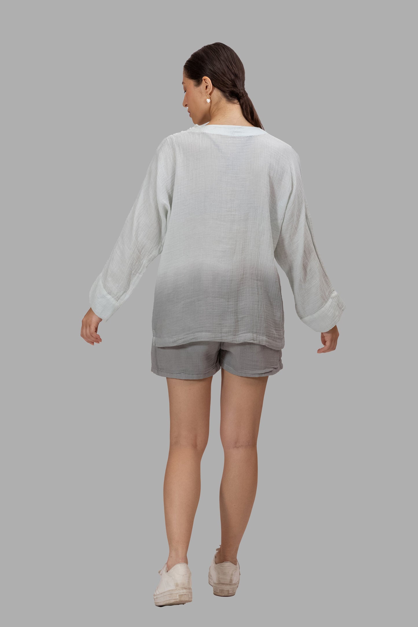 OCEAN SHADED GOTS-CERTIFIED WRINKLE COTTON ANTIFIT TOP