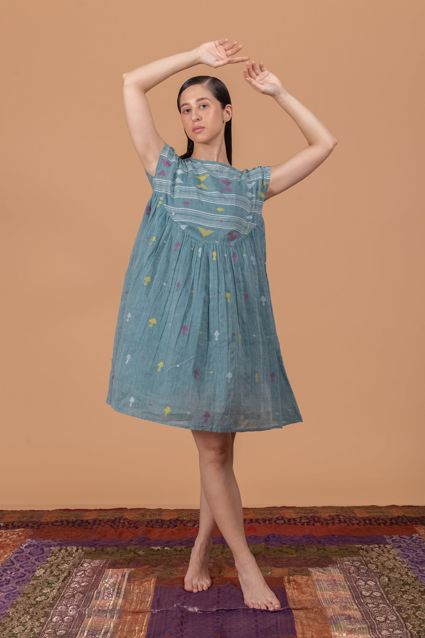 BEAUTIFUL JAMDANI WEAVE YOKE GATHER FROCK