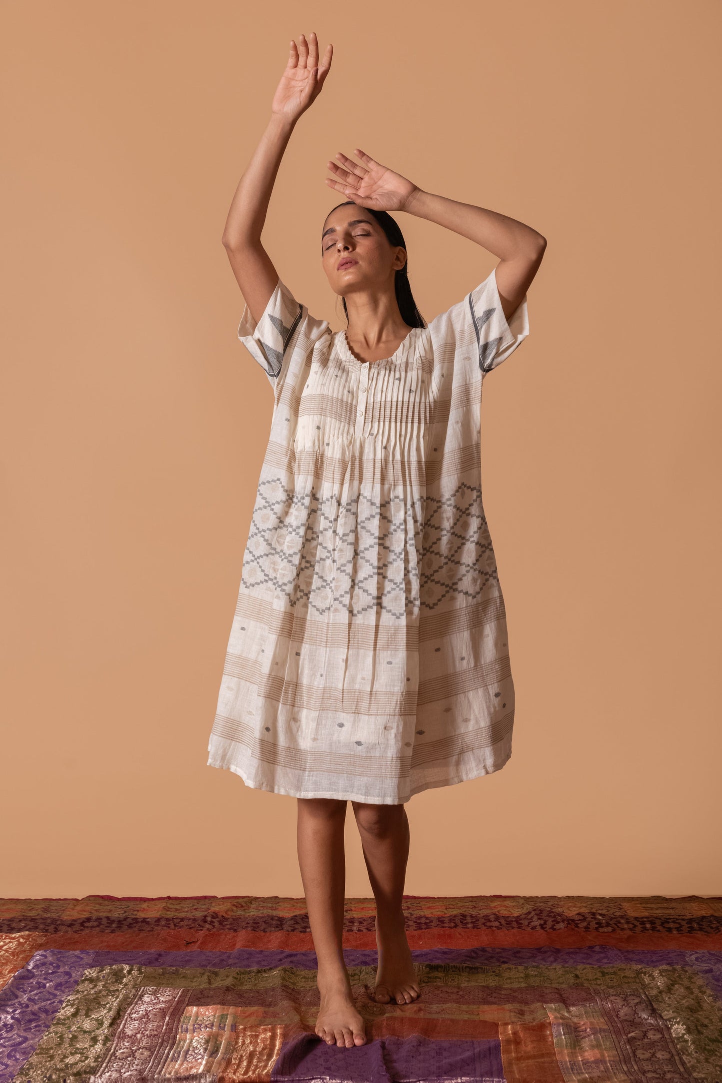 BEAUTIFUL WEAVE PLEATED JAMDANI TUNIC