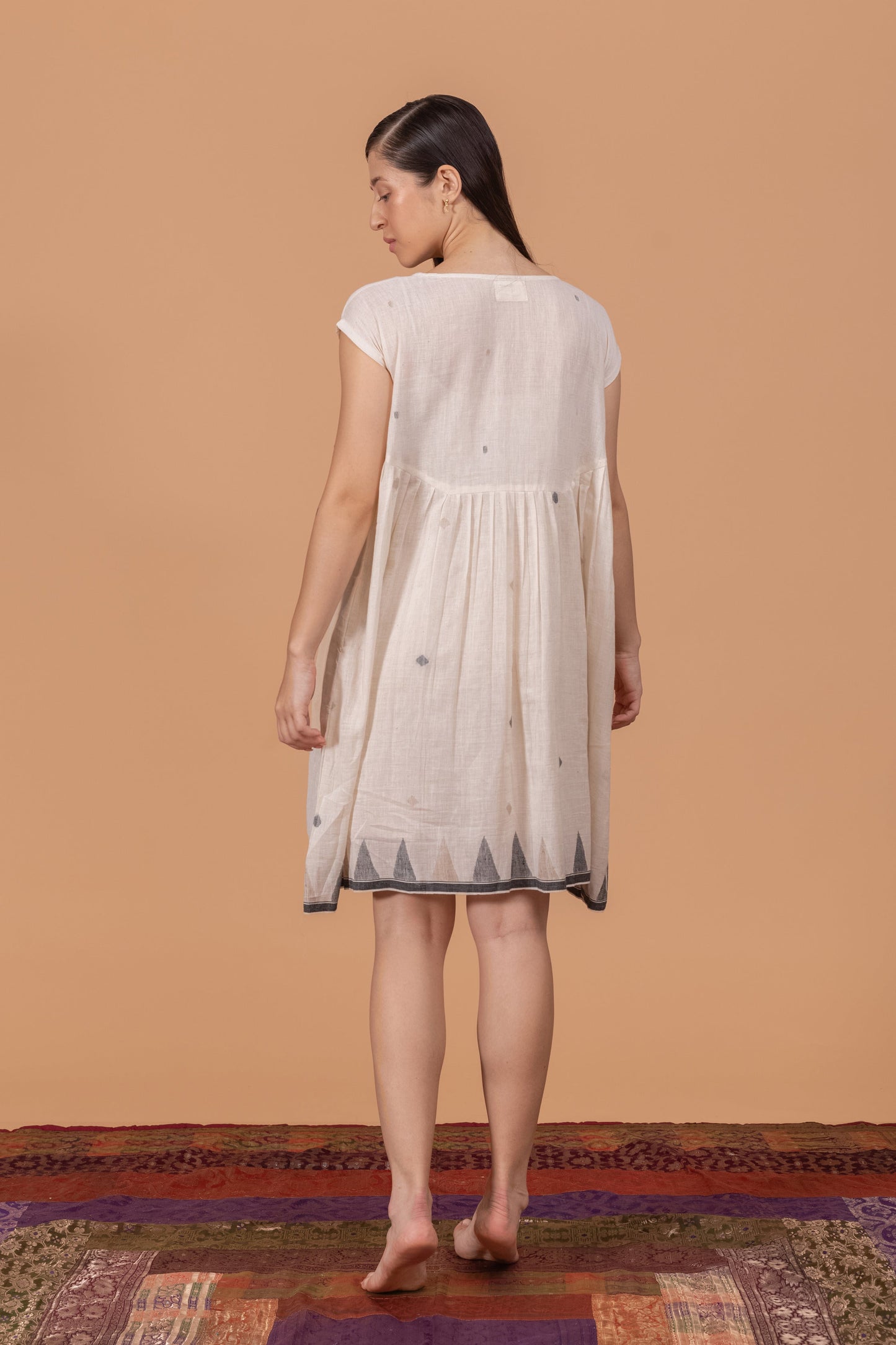 LIGHT WEAVE JAMDANI YOKE DRESS