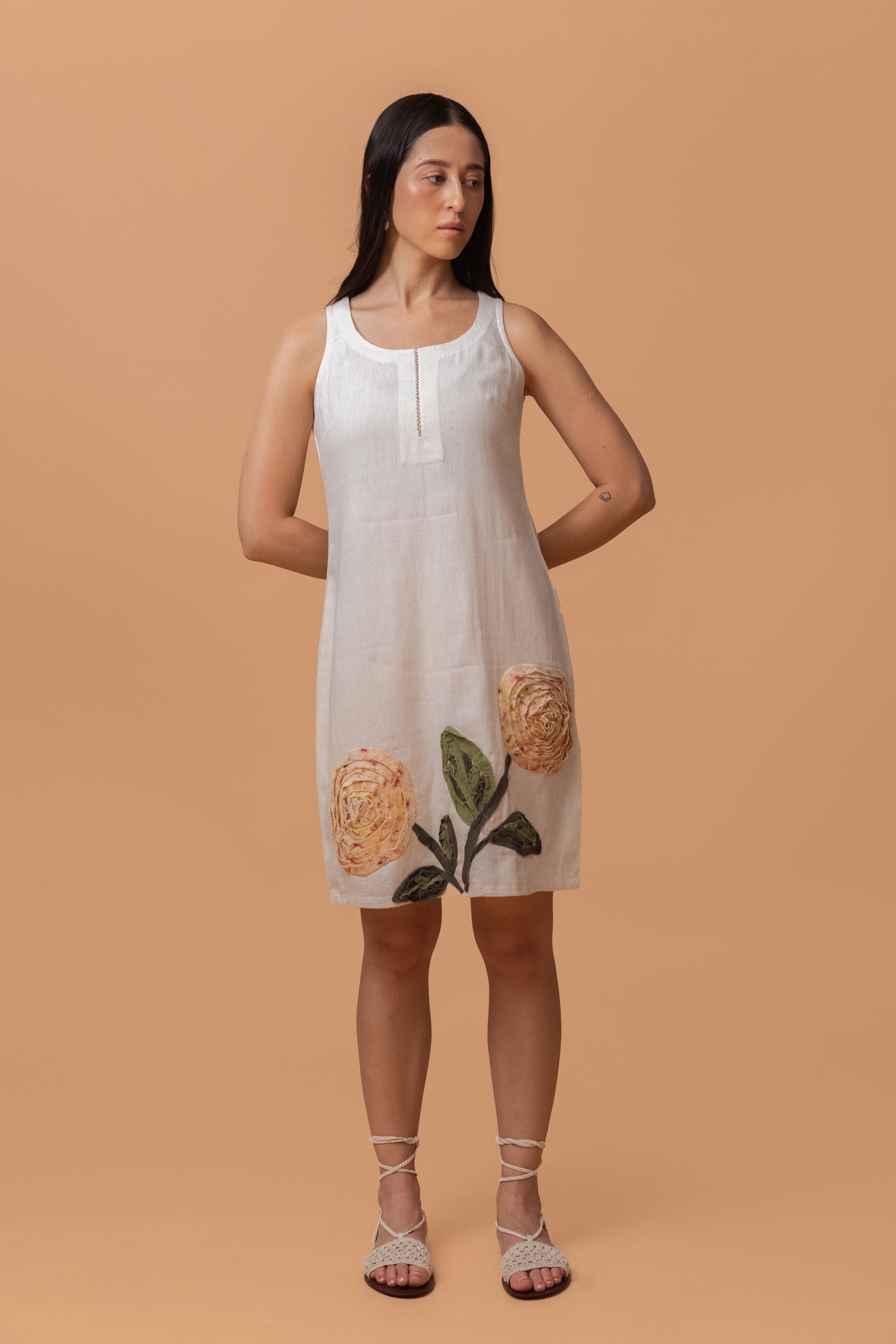 TWILL KHADI SCRAP EMBROIDERED TUNIC