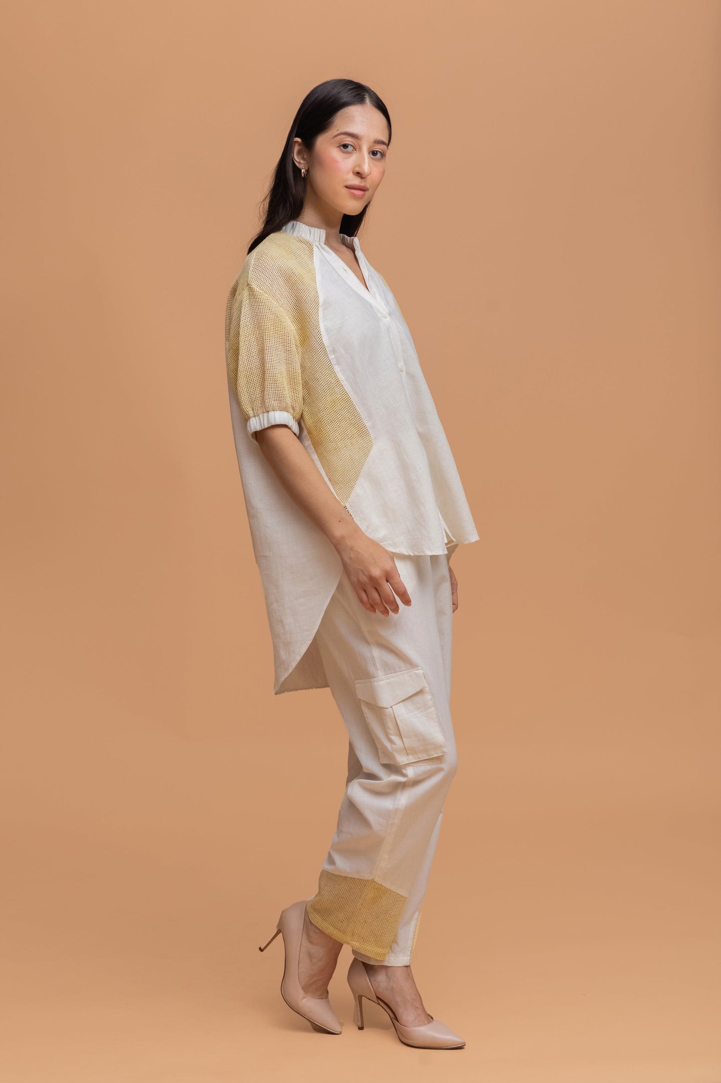 MESH ECOPRINT ANTIFIT COTTON KHADO OFF WHITE CO-ORD