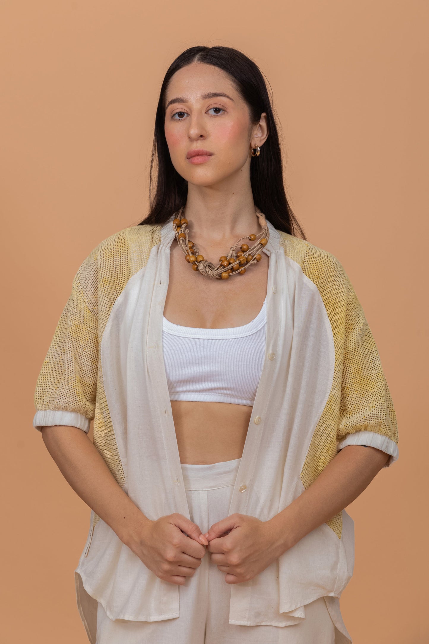 MESH ECOPRINT ANTIFIT COTTON KHADO OFF WHITE CO-ORD