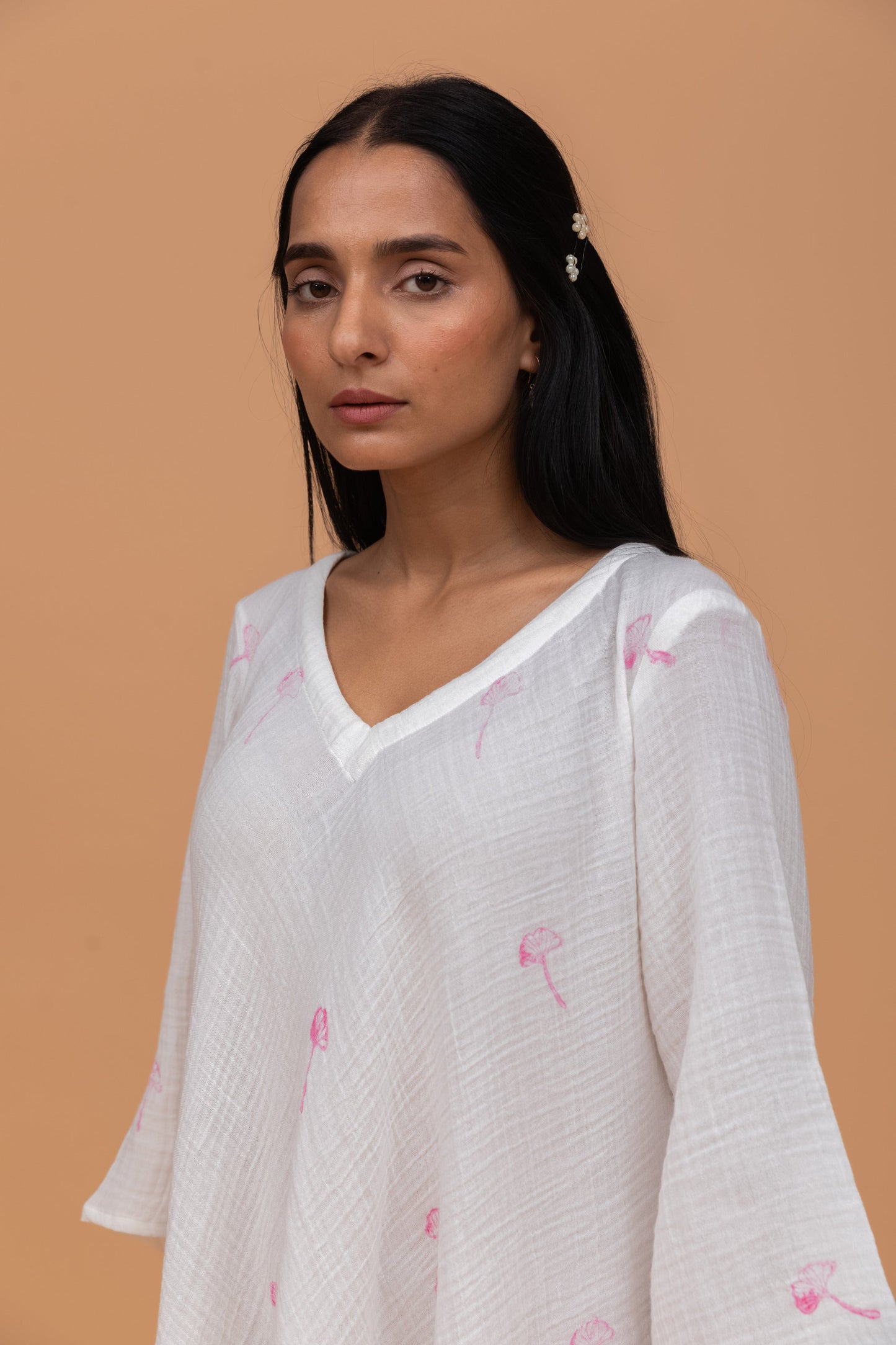 HAND BLOCK PRINTED GOTS-CERTIFIED WRINKLE COTTON FLARE DRESS