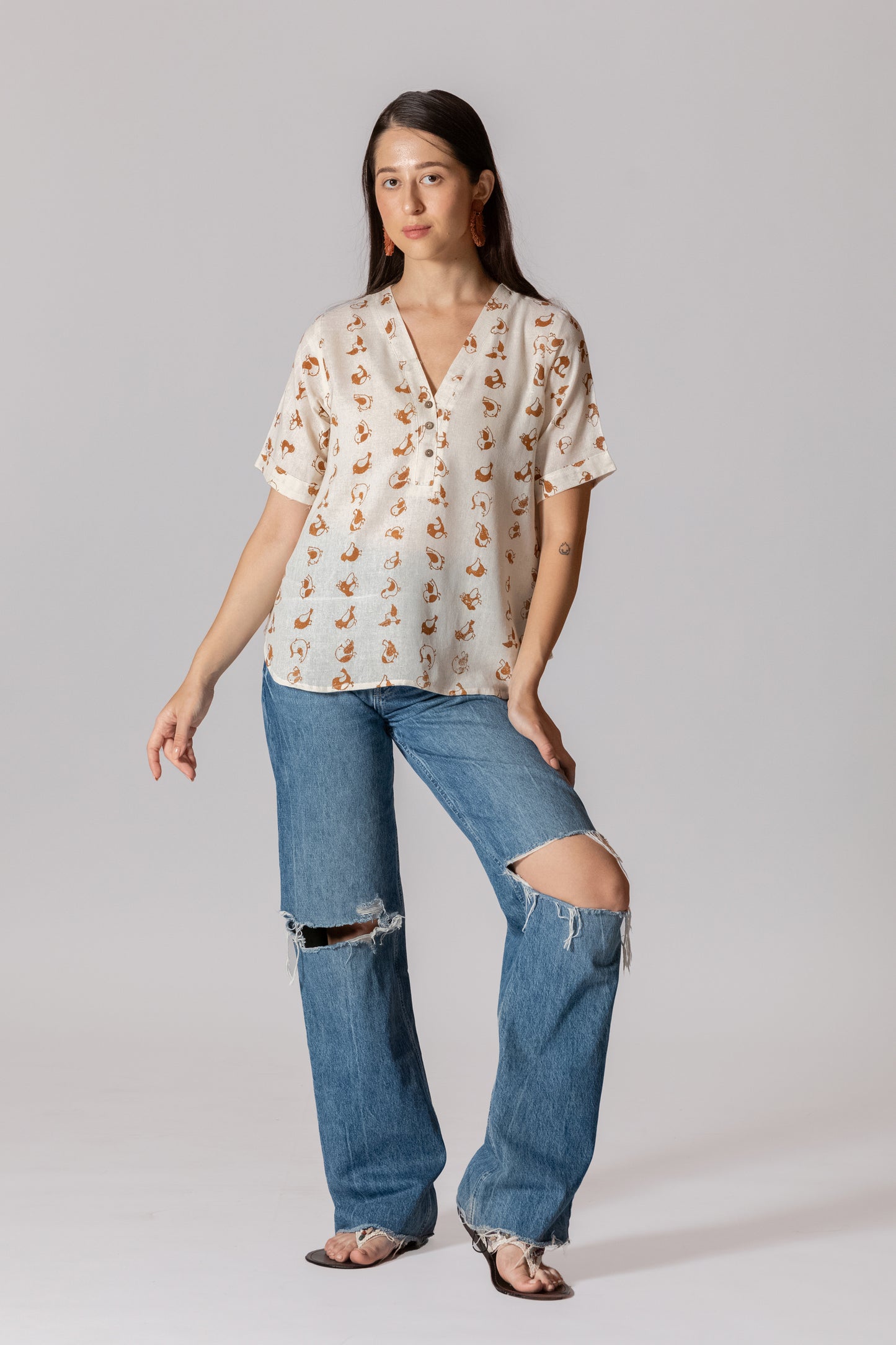 SHORT PRINTED KHADI SHORT KURTA