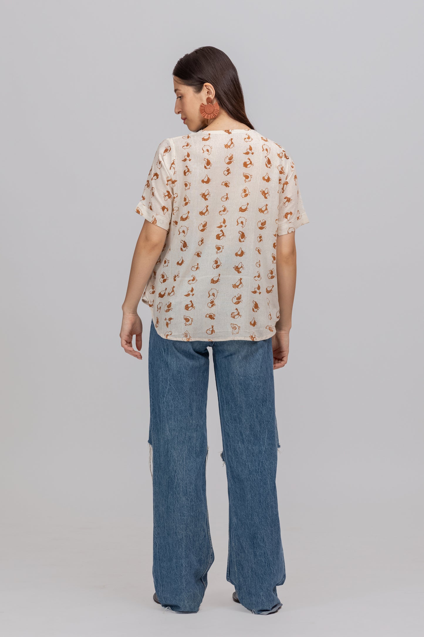 SHORT PRINTED KHADI SHORT KURTA