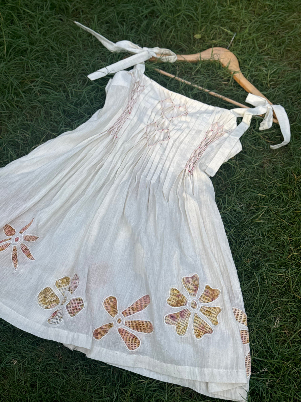Pure Khadi Heart Smocking Dress