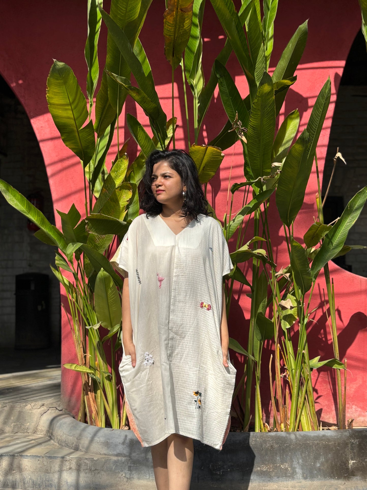 ECOPRINTED MESH BACK FLAP ANTIFIT KHADI TUNIC