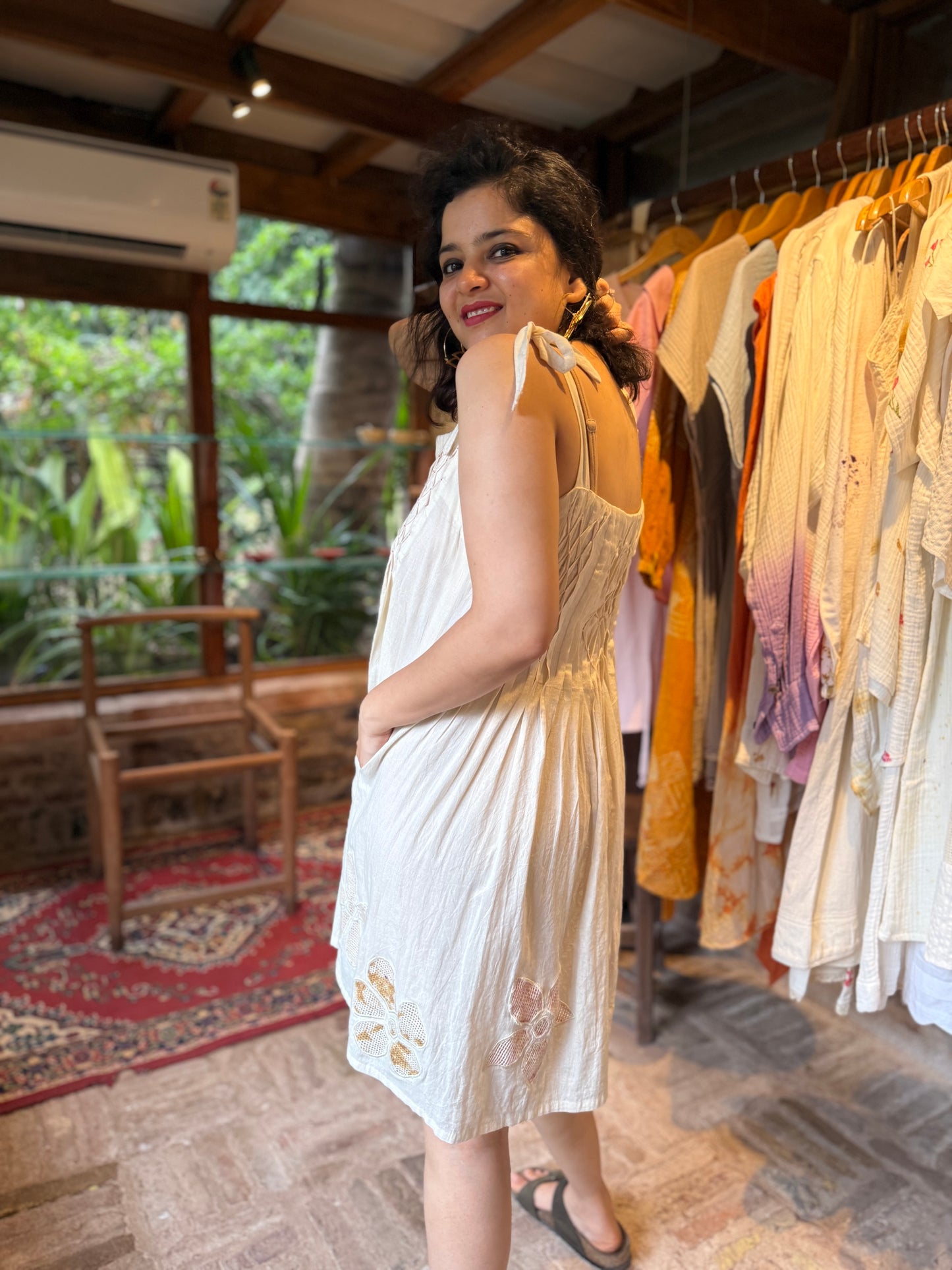 Pure Khadi Heart Smocking Dress