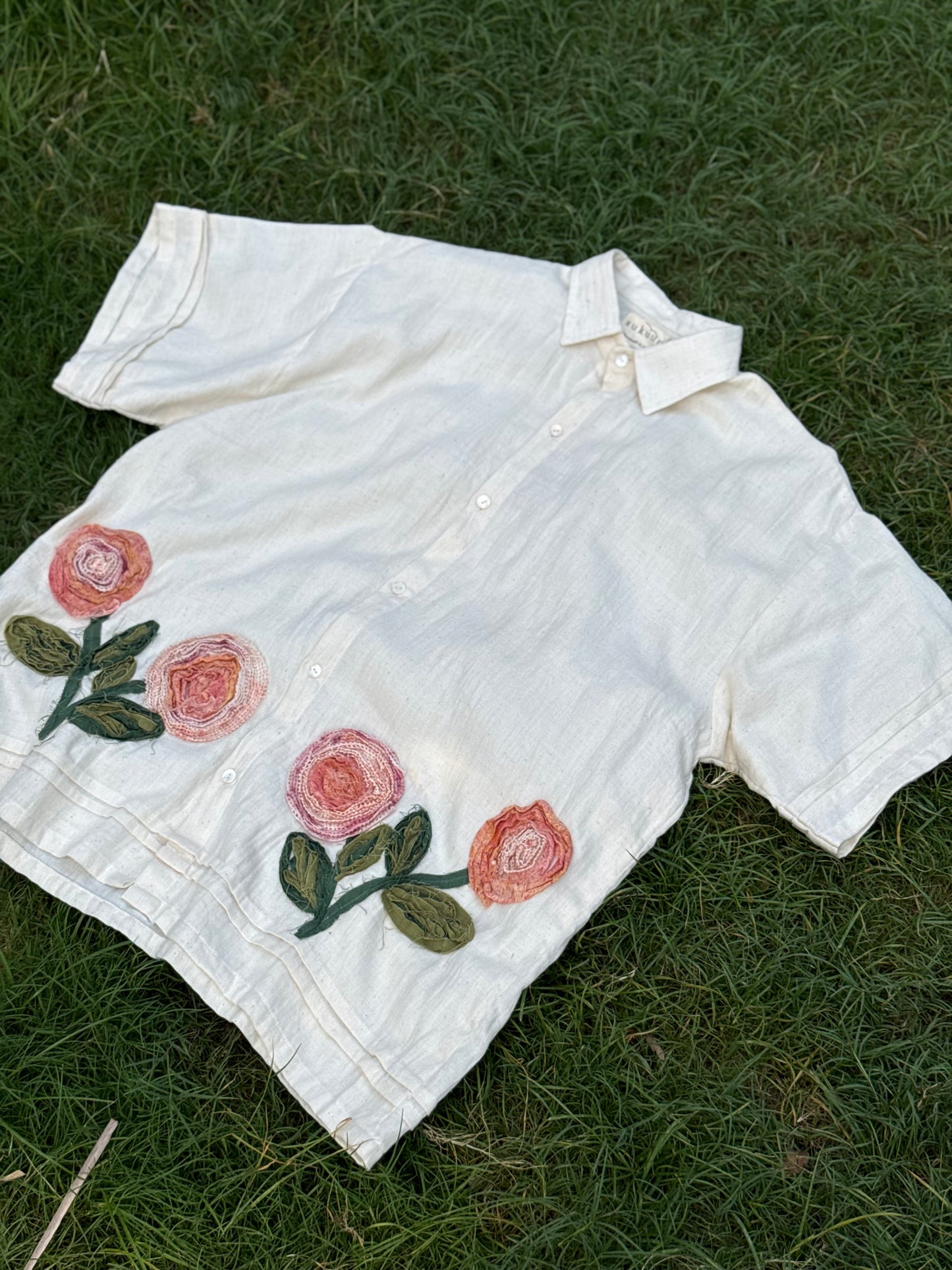 ANTIFIT TWILL WEAVE KHADI APPLIQUE SHIRT