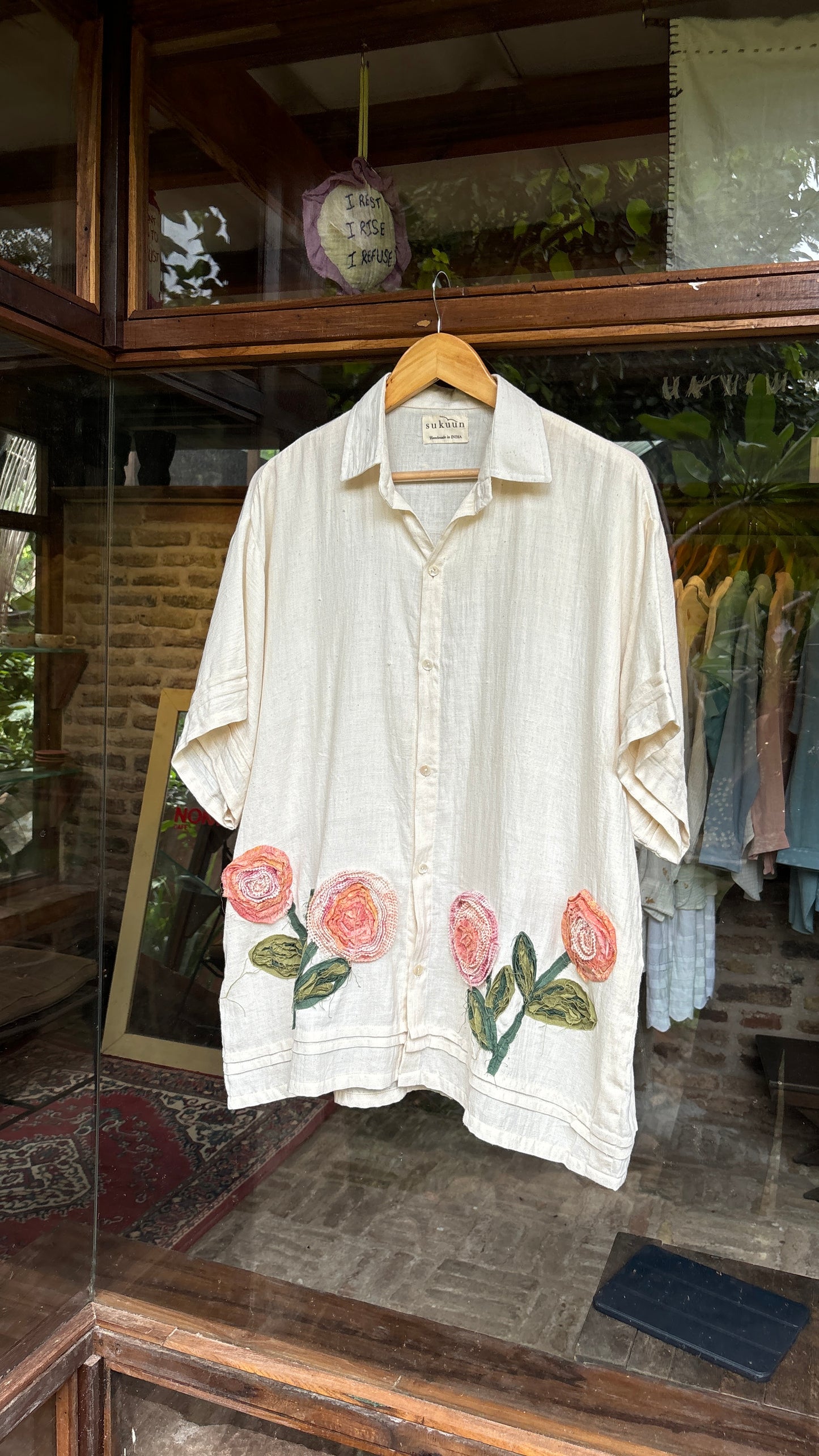 ANTIFIT TWILL WEAVE KHADI APPLIQUE SHIRT