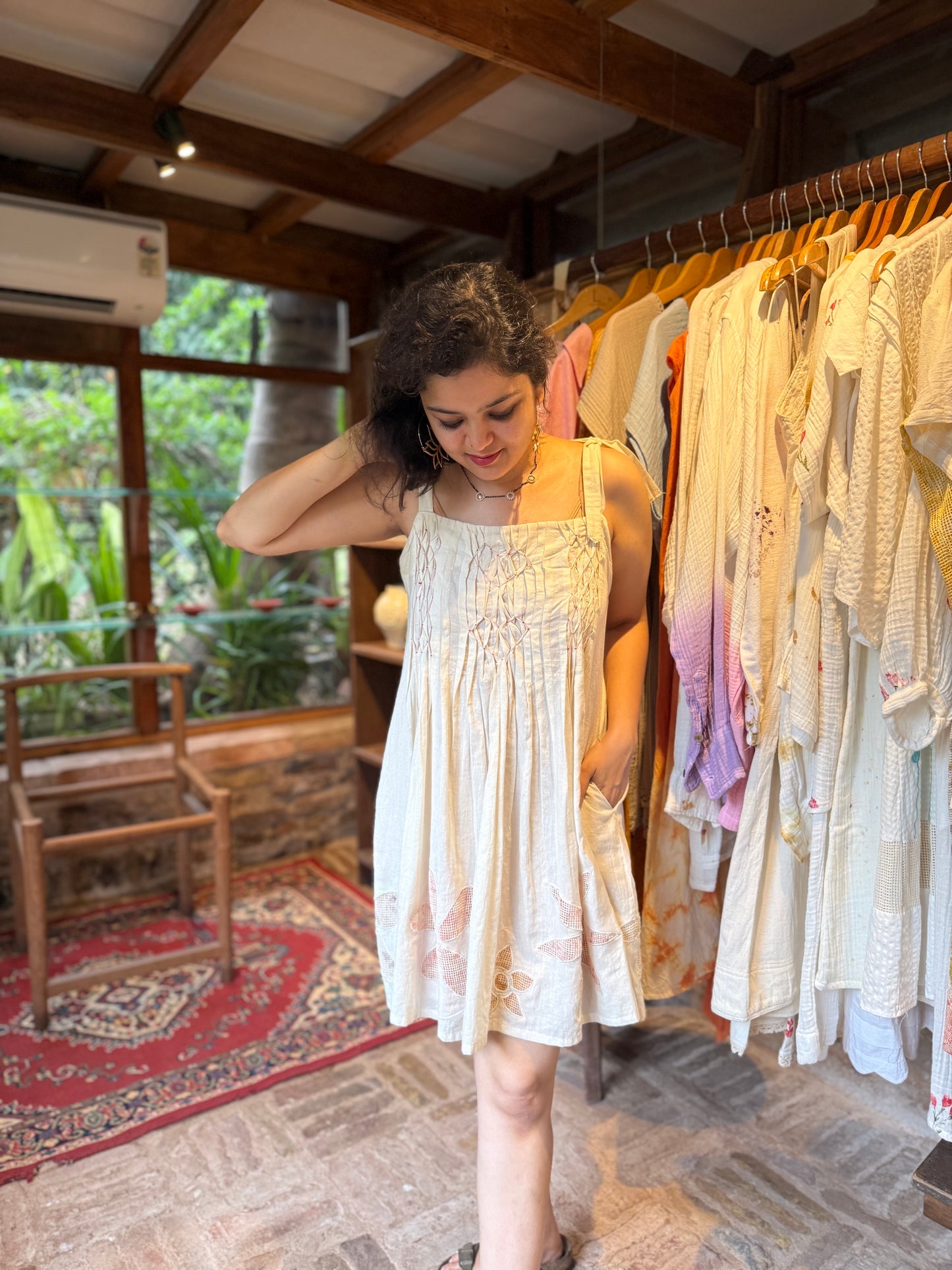 Pure Khadi Heart Smocking Dress