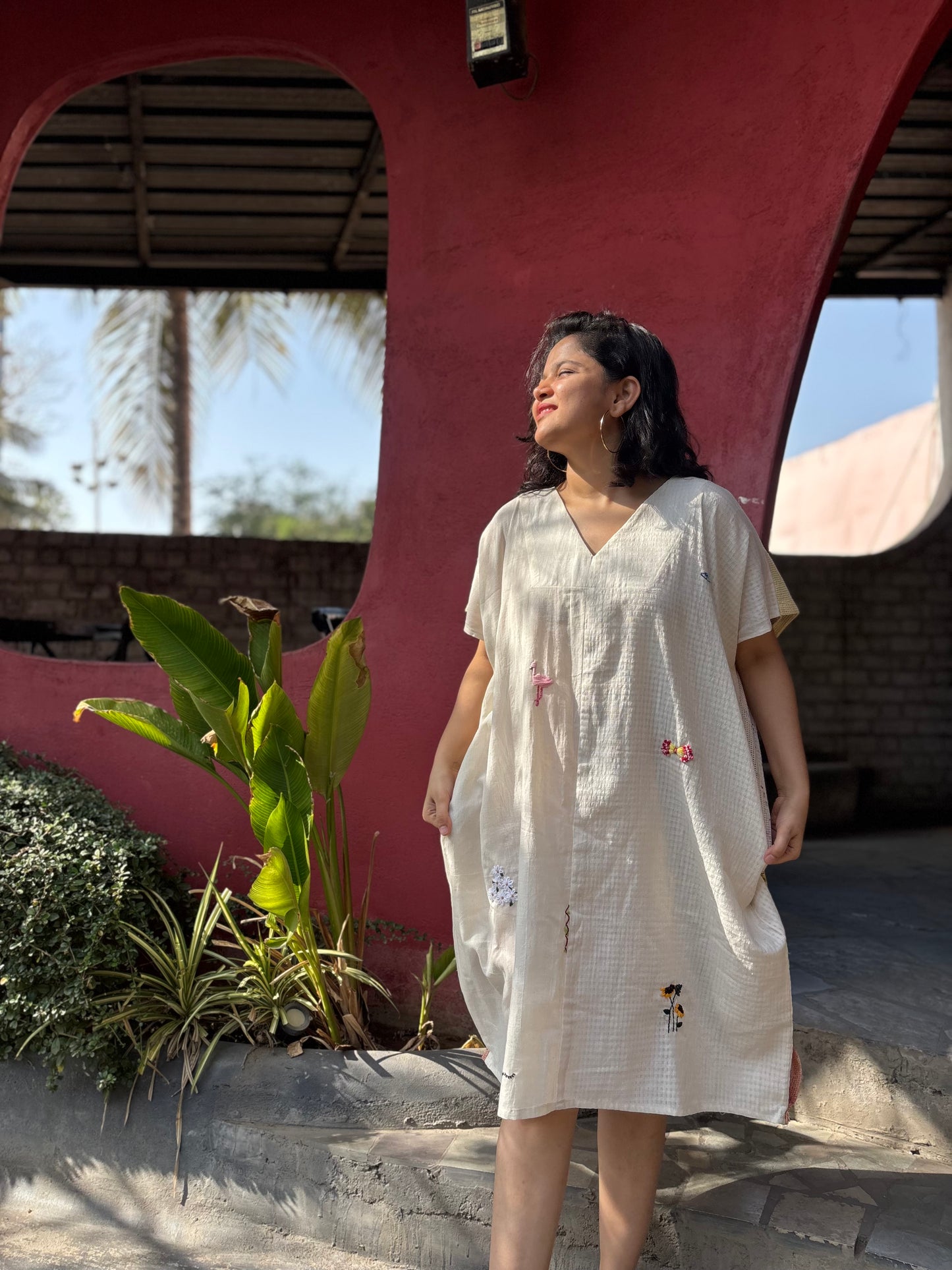 ECOPRINTED MESH BACK FLAP ANTIFIT KHADI TUNIC