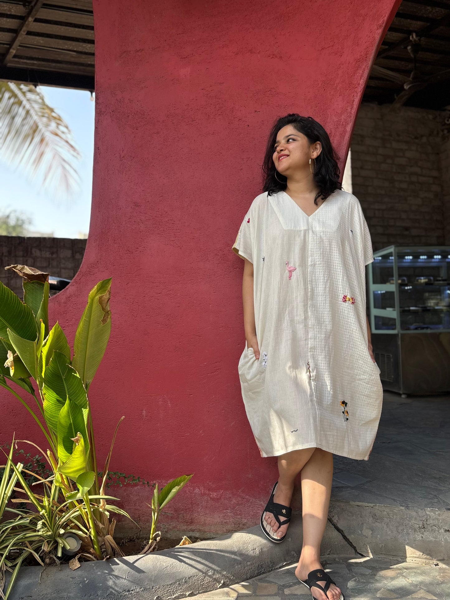 ECOPRINTED MESH BACK FLAP ANTIFIT KHADI TUNIC