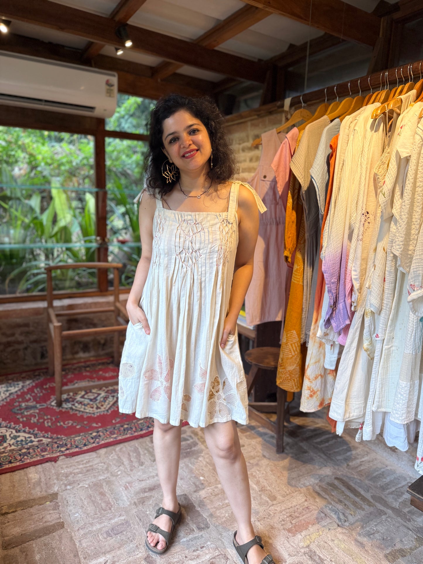 Pure Khadi Heart Smocking Dress