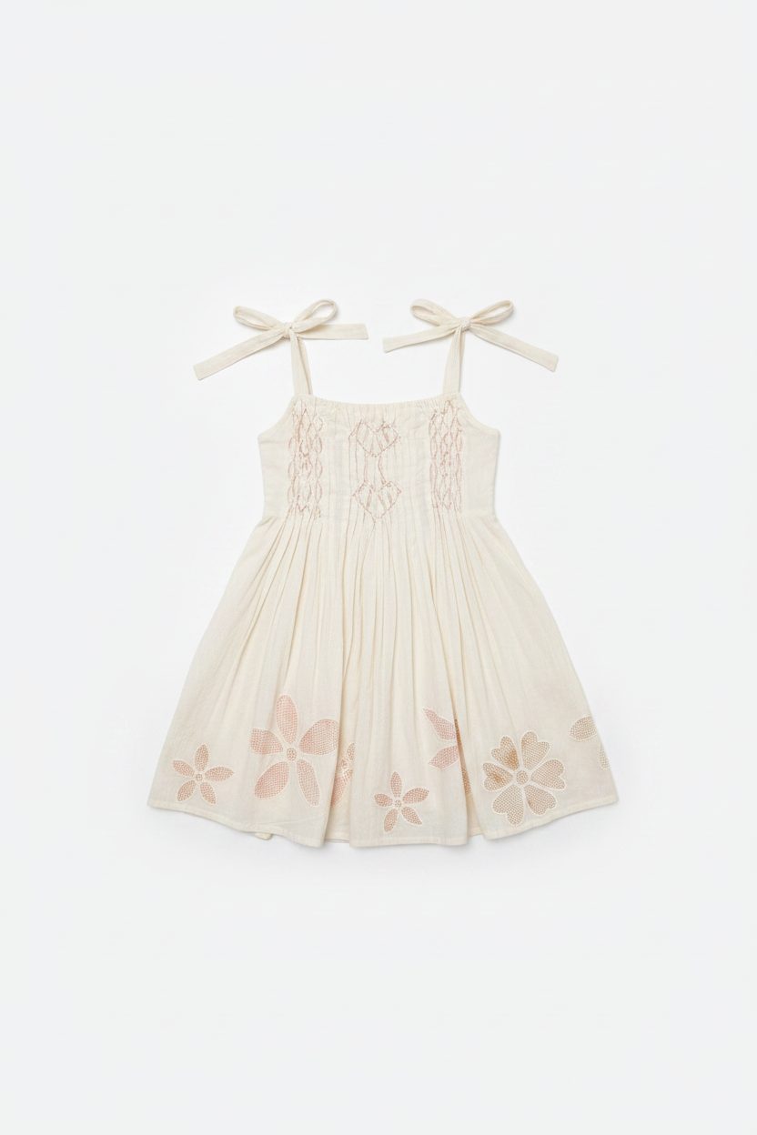 Pure Khadi Heart Smocking Dress