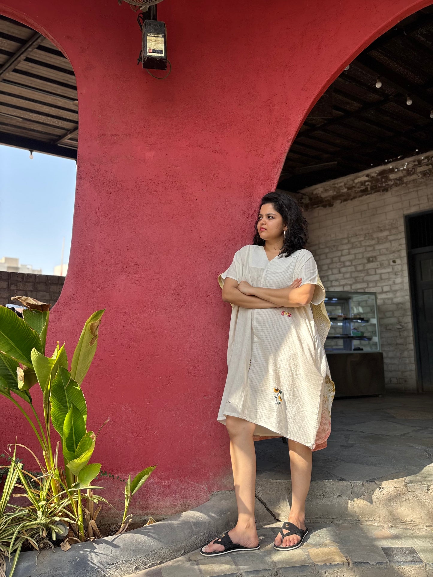 ECOPRINTED MESH BACK FLAP ANTIFIT KHADI TUNIC