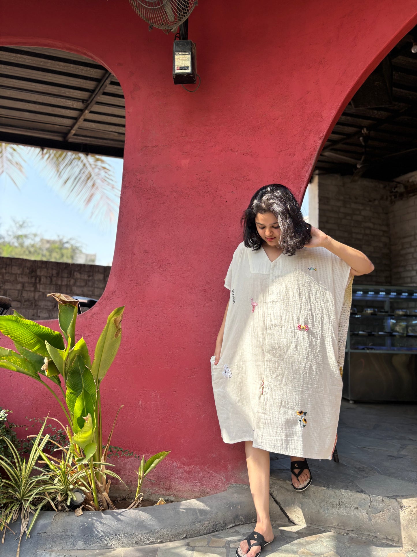 ECOPRINTED MESH BACK FLAP ANTIFIT KHADI TUNIC