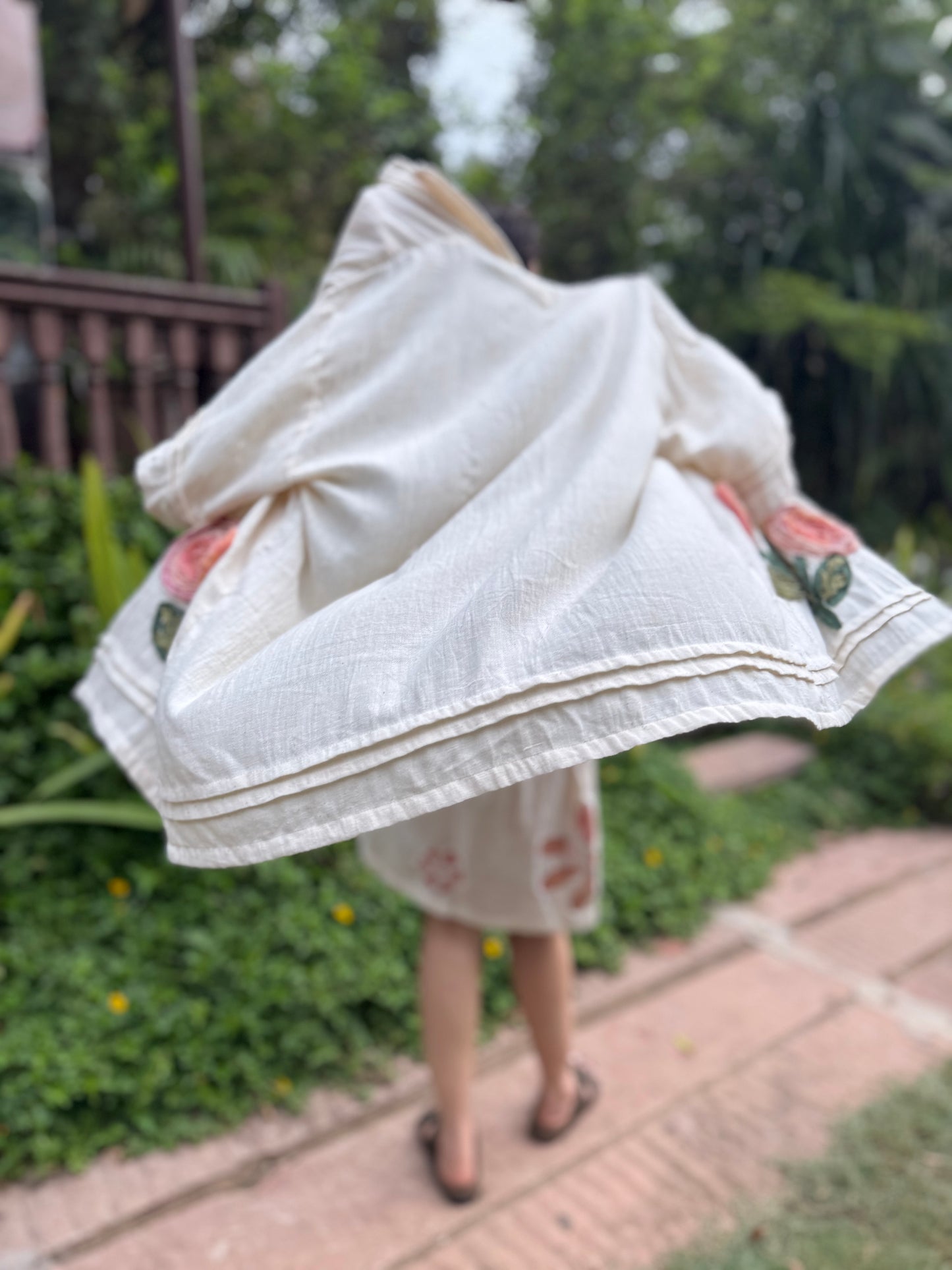 ANTIFIT TWILL WEAVE KHADI APPLIQUE SHIRT