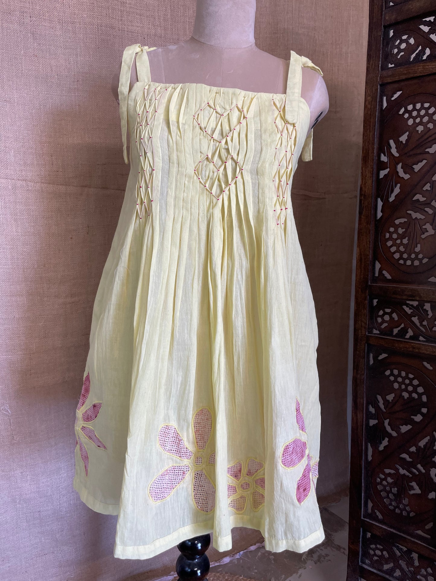 Pure Khadi Heart Smocking Dress