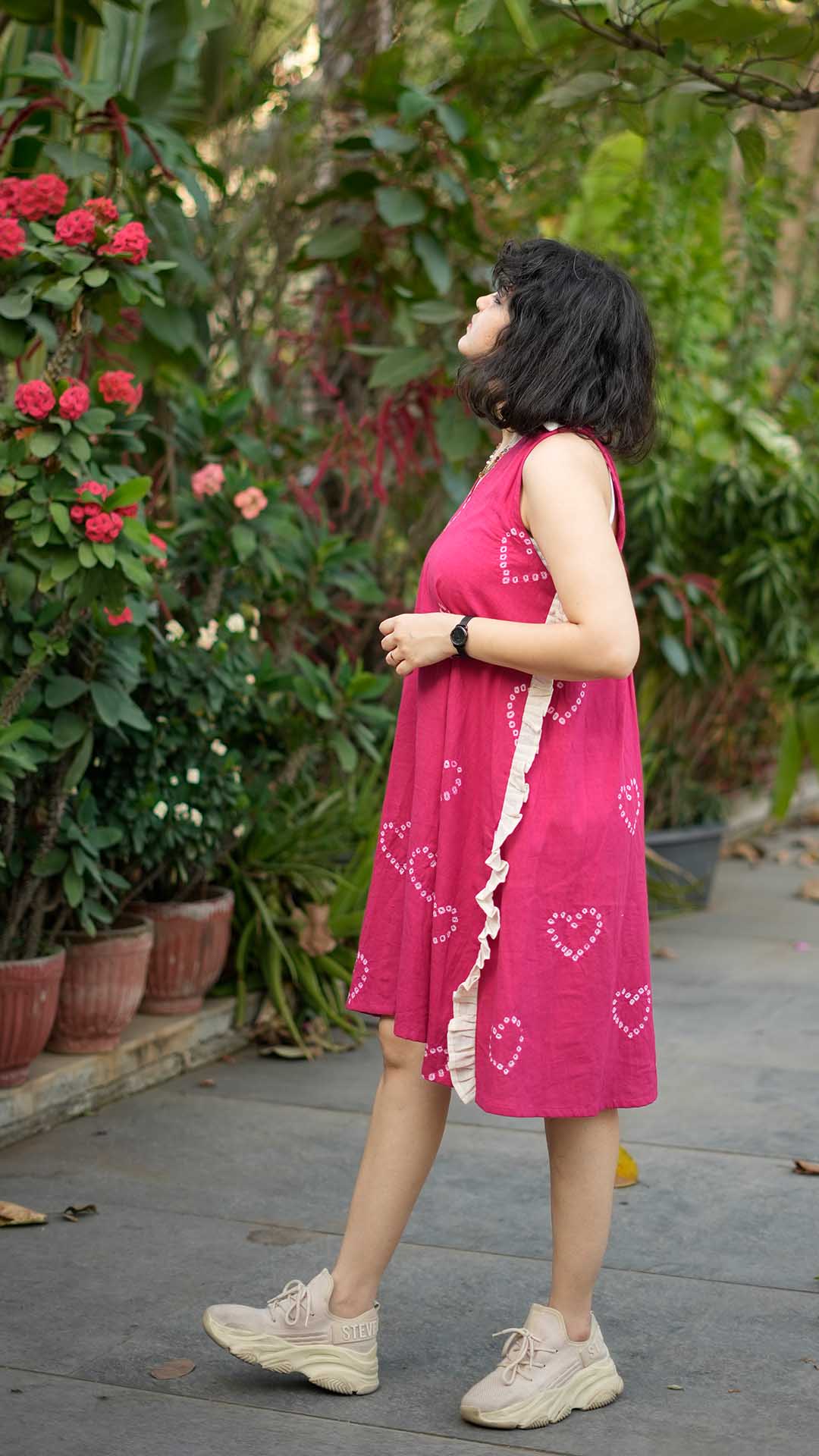 ROMANTIC RED HEART BANDHANI DRESS