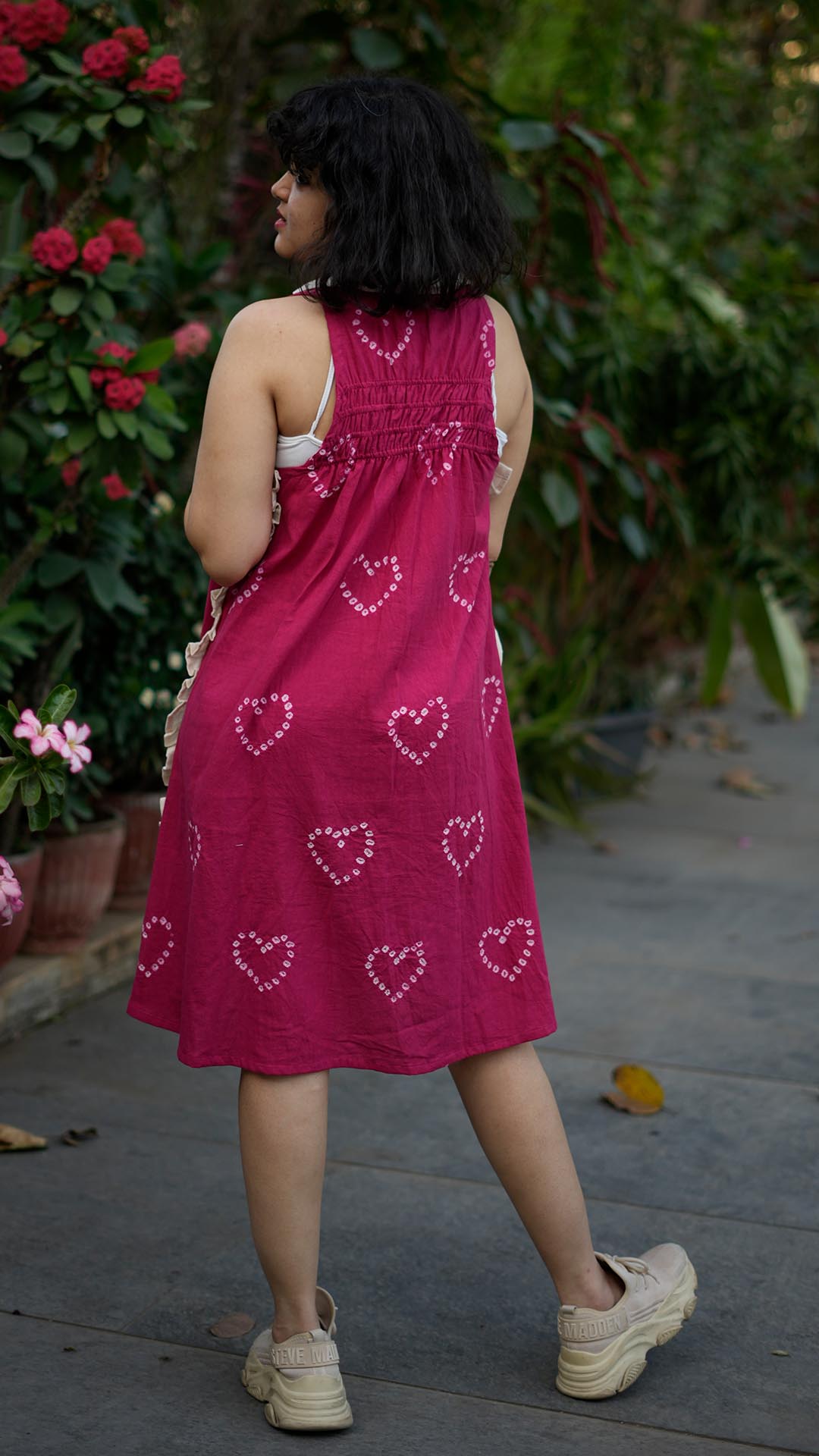 ROMANTIC RED HEART BANDHANI DRESS