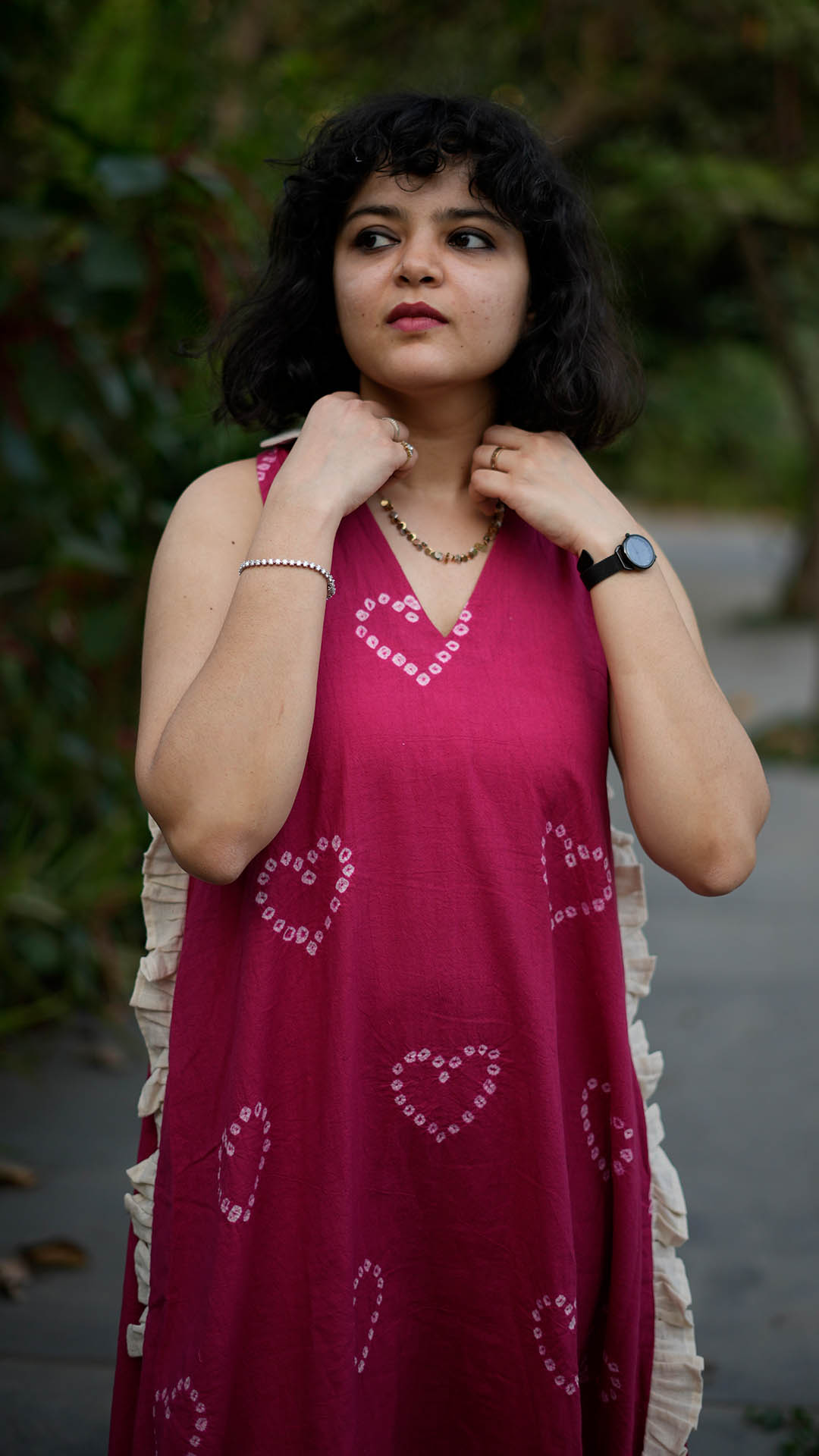 ROMANTIC RED HEART BANDHANI DRESS