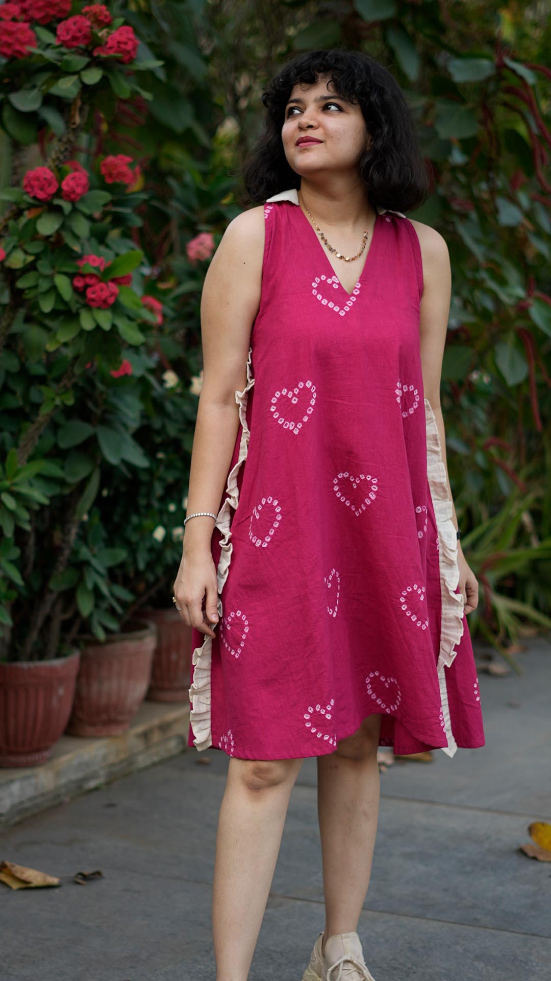 ROMANTIC RED HEART BANDHANI DRESS
