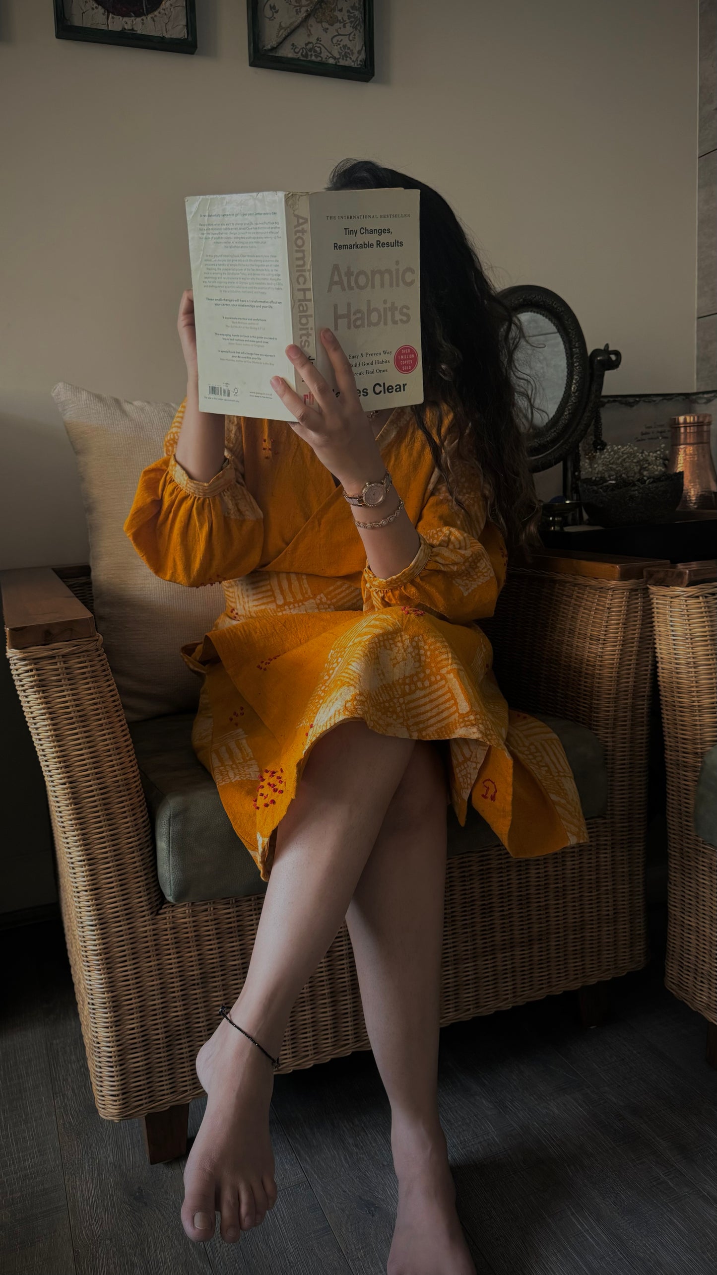 YELLOW NATURALLY DYED BATIK PRINT WRAP AROUND DRESS