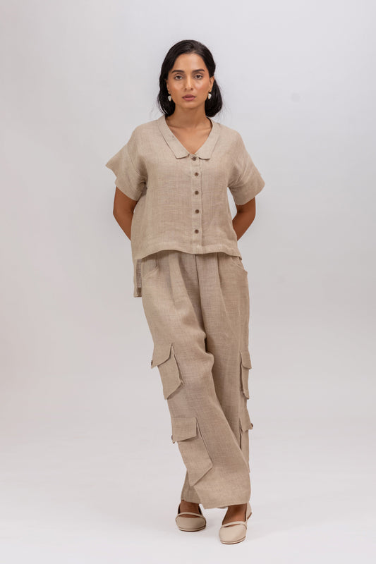 100% PURE RAW UNBLEACHED LINEN CO-ORD SET
