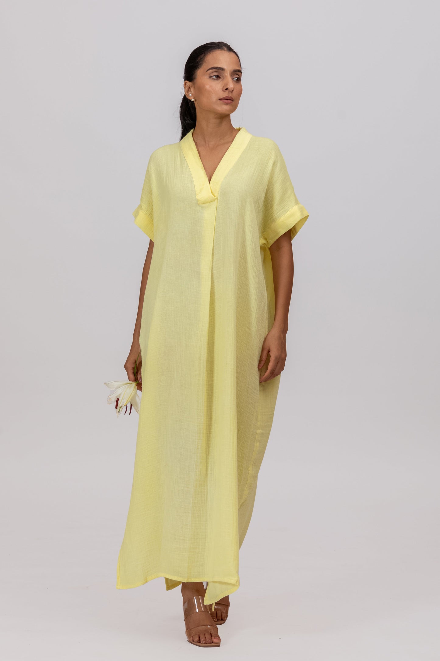 SUNSHINE GOTS-CERTIFIED WRINKLE COTTON MAXI DRESS