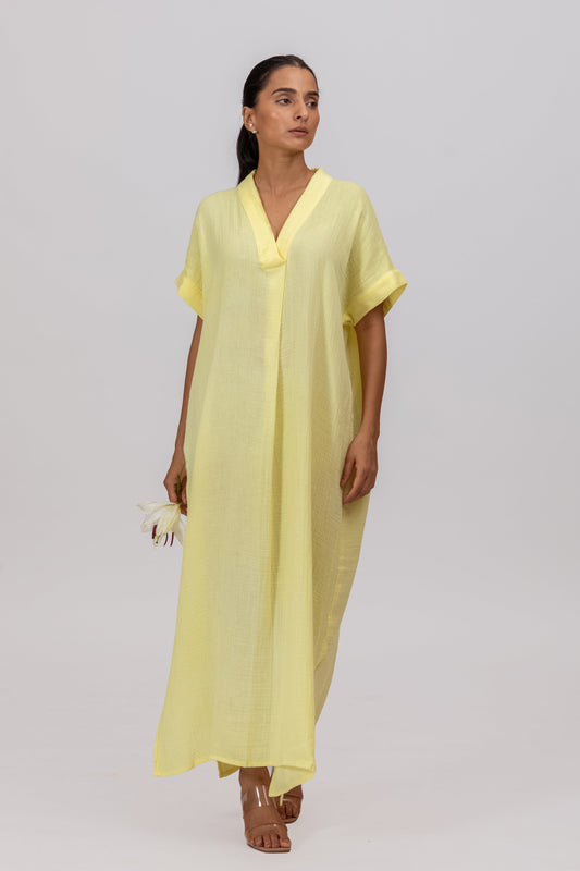 SUNSHINE GOTS-CERTIFIED WRINKLE COTTON MAXI DRESS