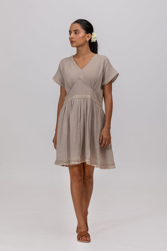 SHADU CLAY GOTS-CERTIFIED WRINKLE COTTON SUMMER FROCK