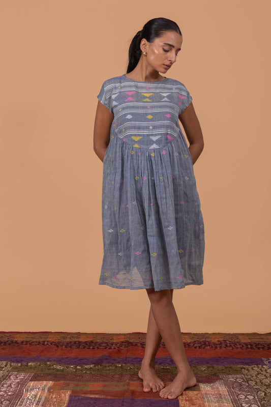 BEAUTIFUL JAMDANI WEAVE YOKE GATHER FROCK