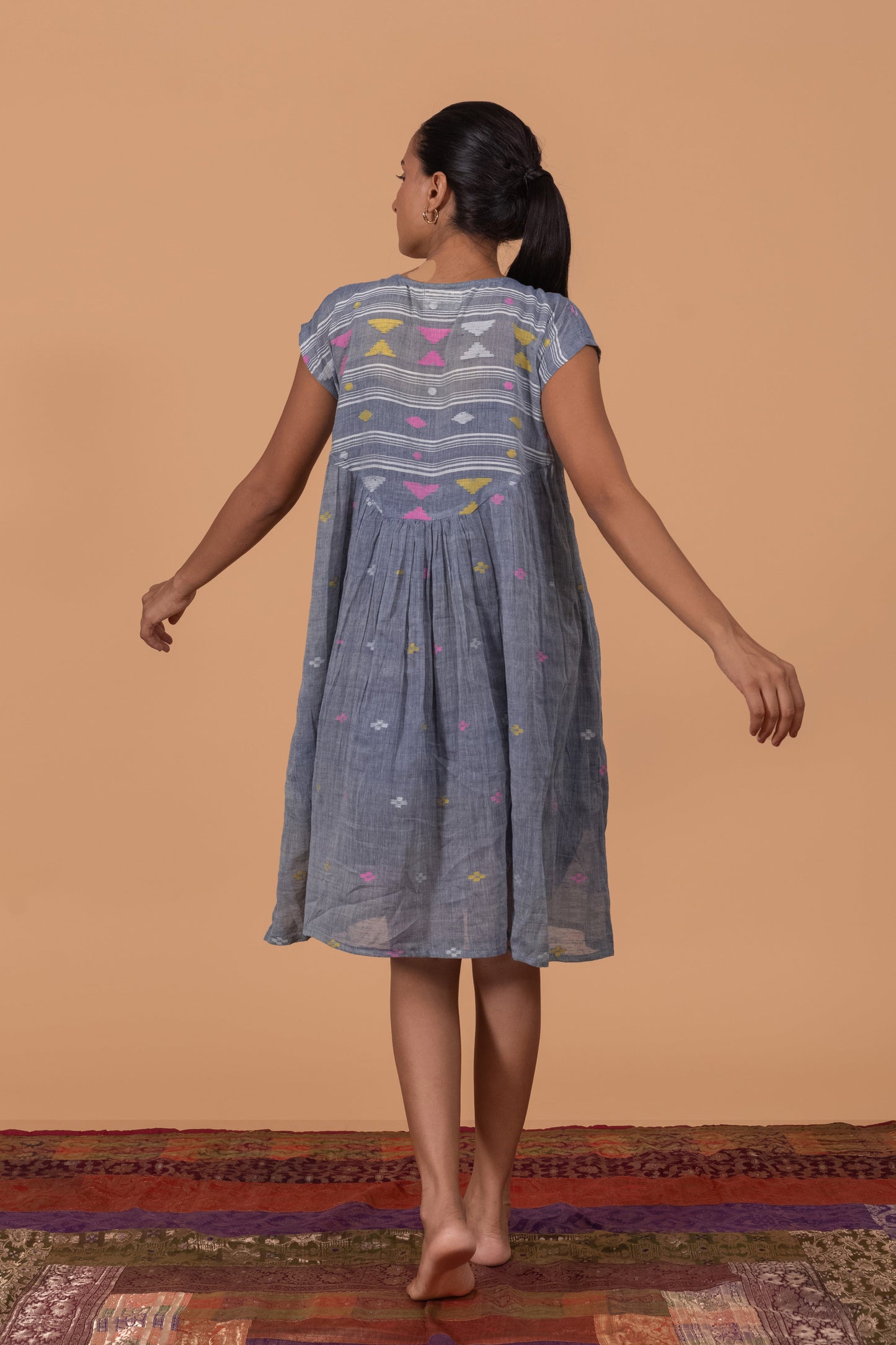 BEAUTIFUL JAMDANI WEAVE YOKE GATHER FROCK