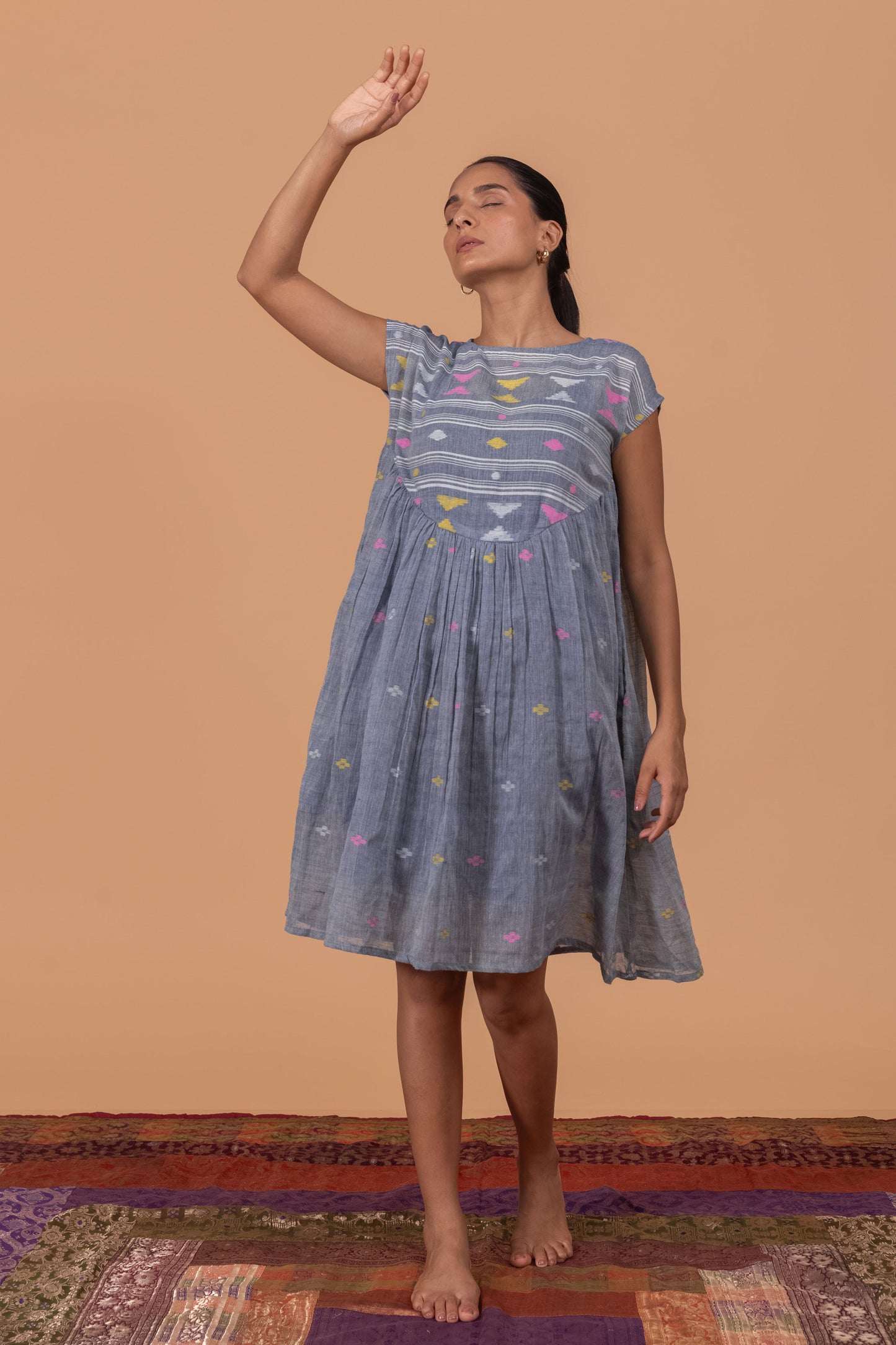 BEAUTIFUL JAMDANI WEAVE YOKE GATHER FROCK