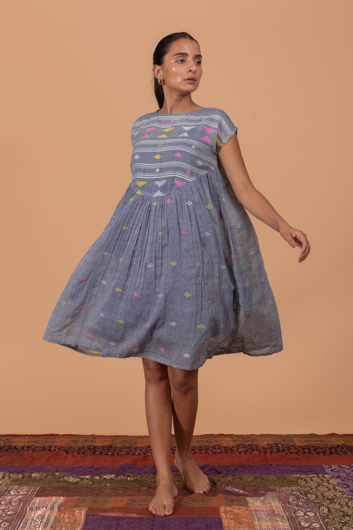 BEAUTIFUL JAMDANI WEAVE YOKE GATHER FROCK